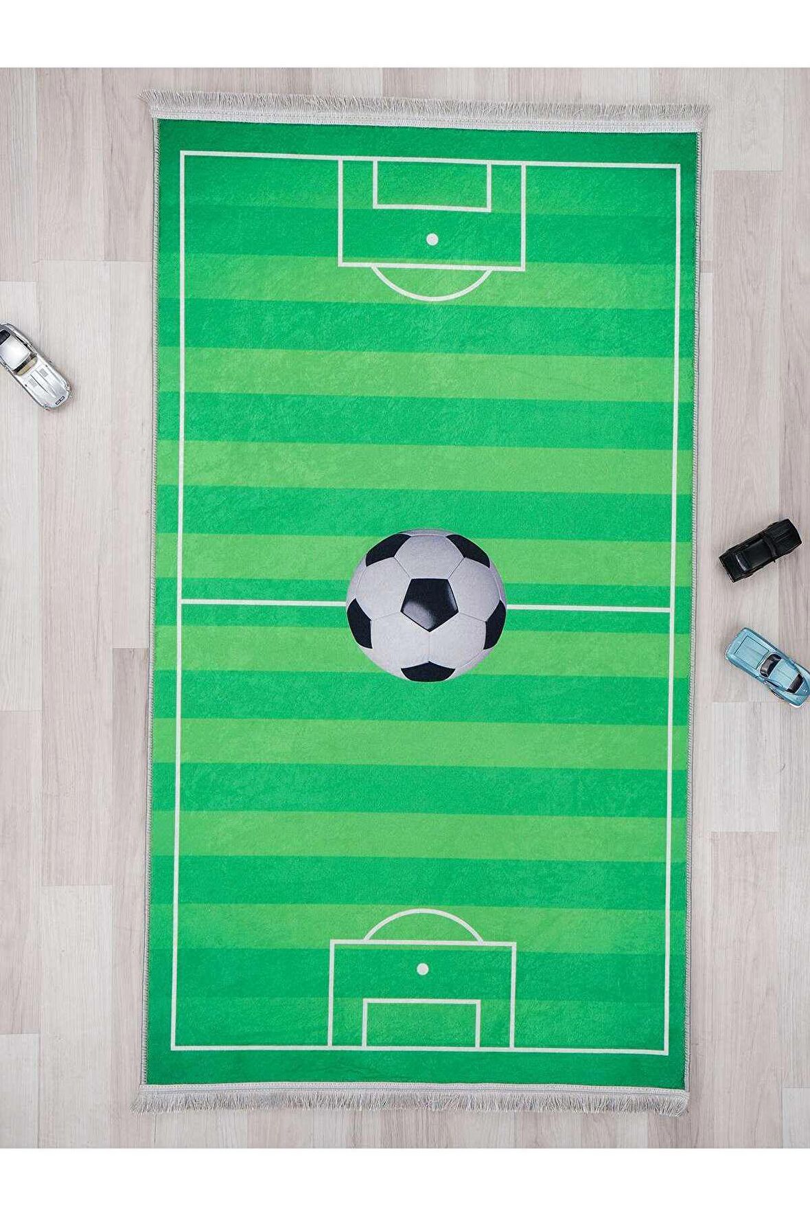 Futbol Saha Desenli Halısı Yıkanabilir Kaymaz Taban Çocuk Odası