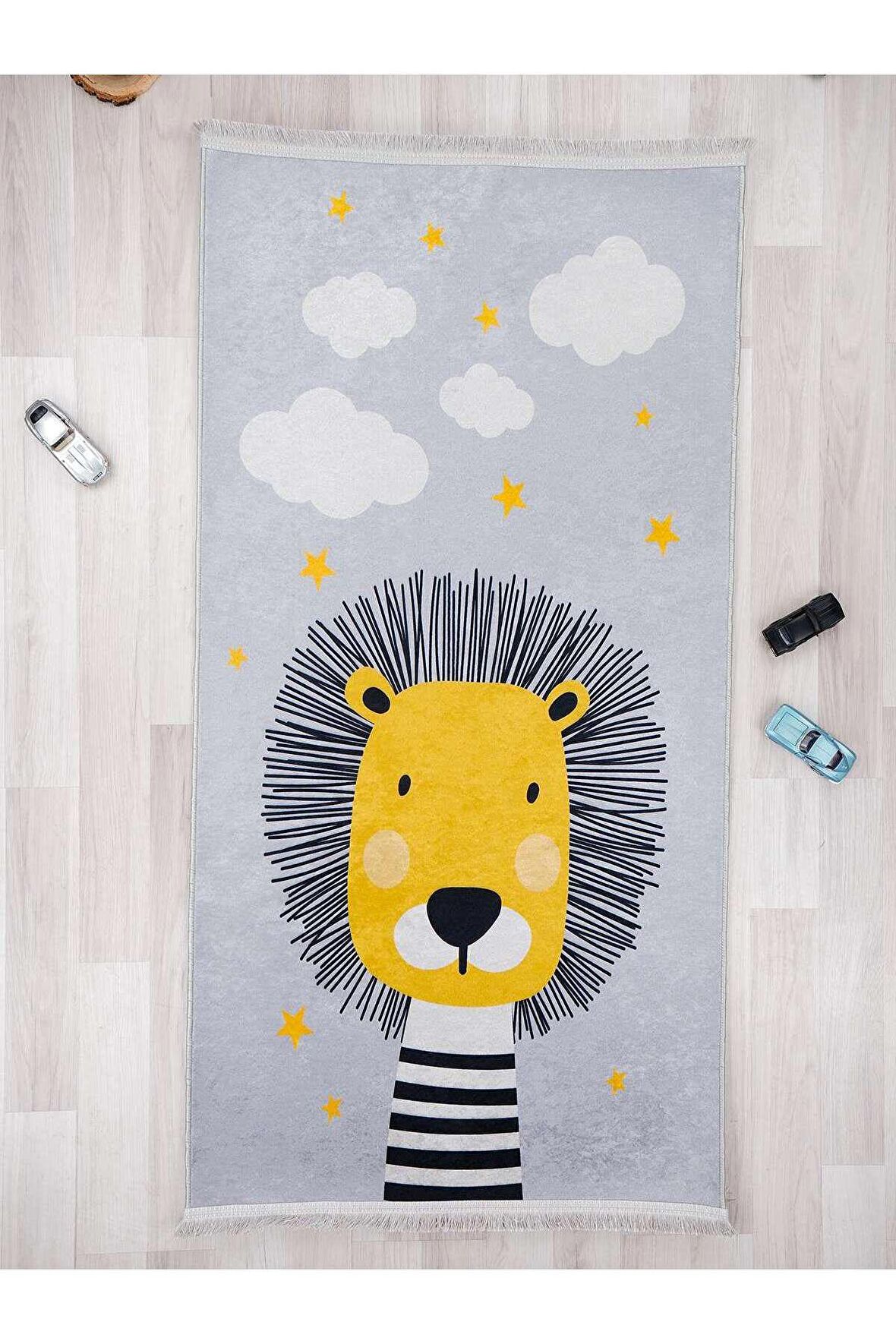 Sevimli Hayvan Figürlü Halı Yıkanabilir Kaymaz Taban Çocuk Odası