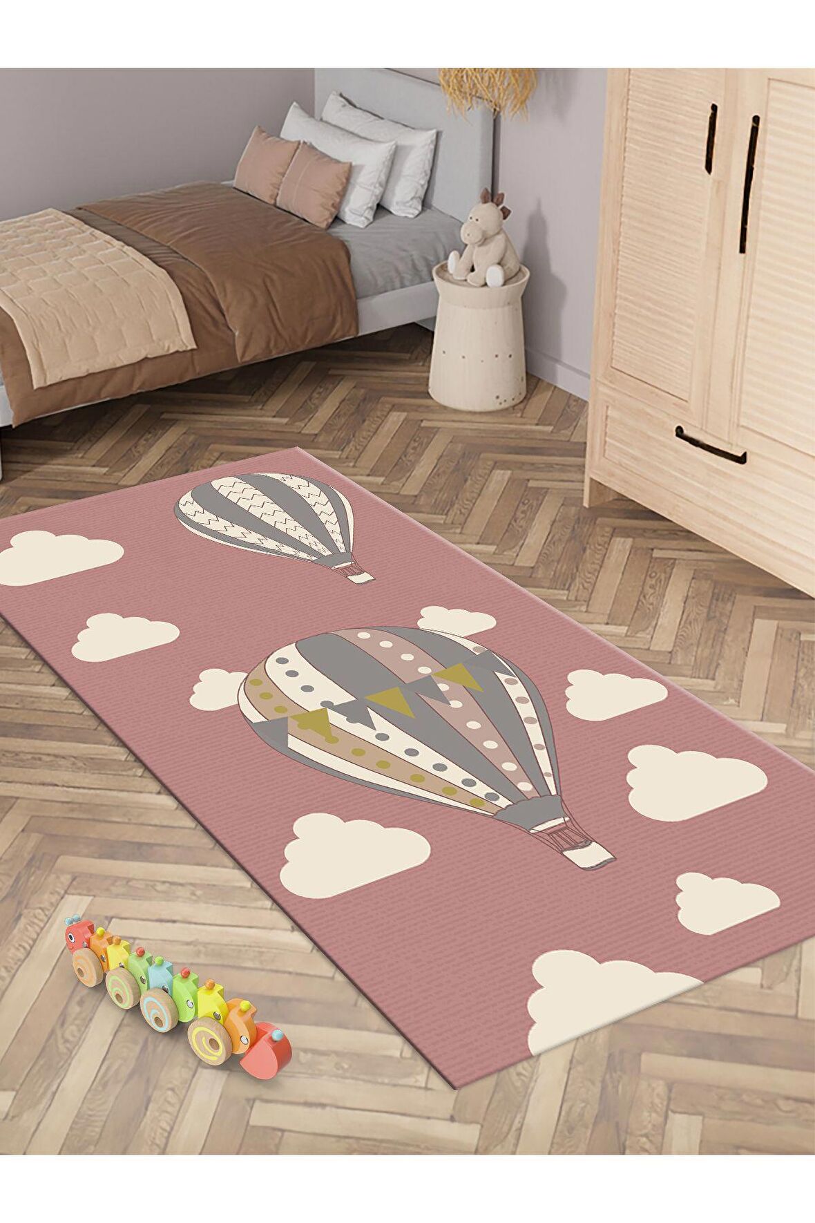 Balon Desenli Halı Yıkanabilir Kaymaz Taban Bebek Odası