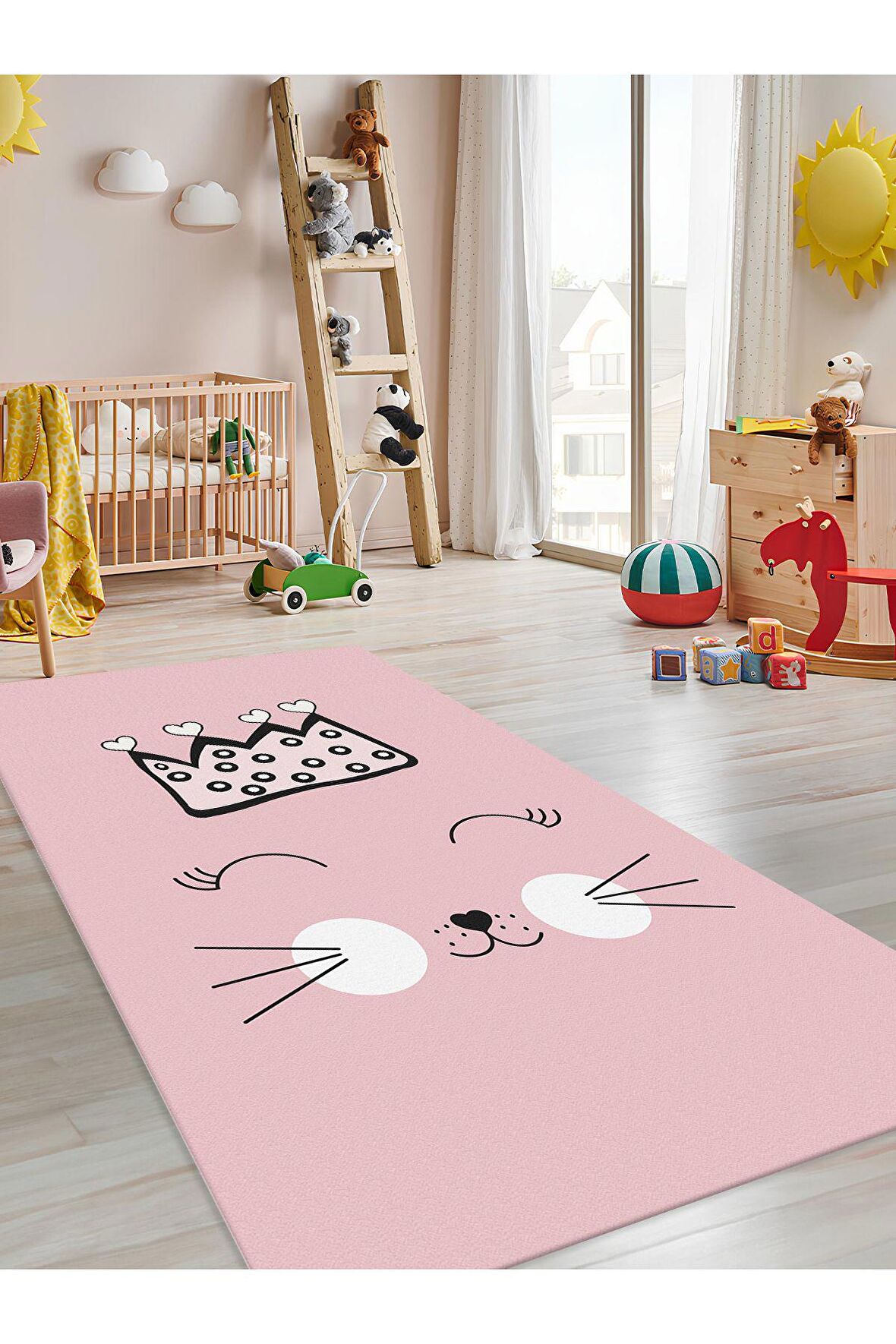 Sevimli Kedi Halısı  Yıkanabilir Kaymaz Taban Çocuk Odası