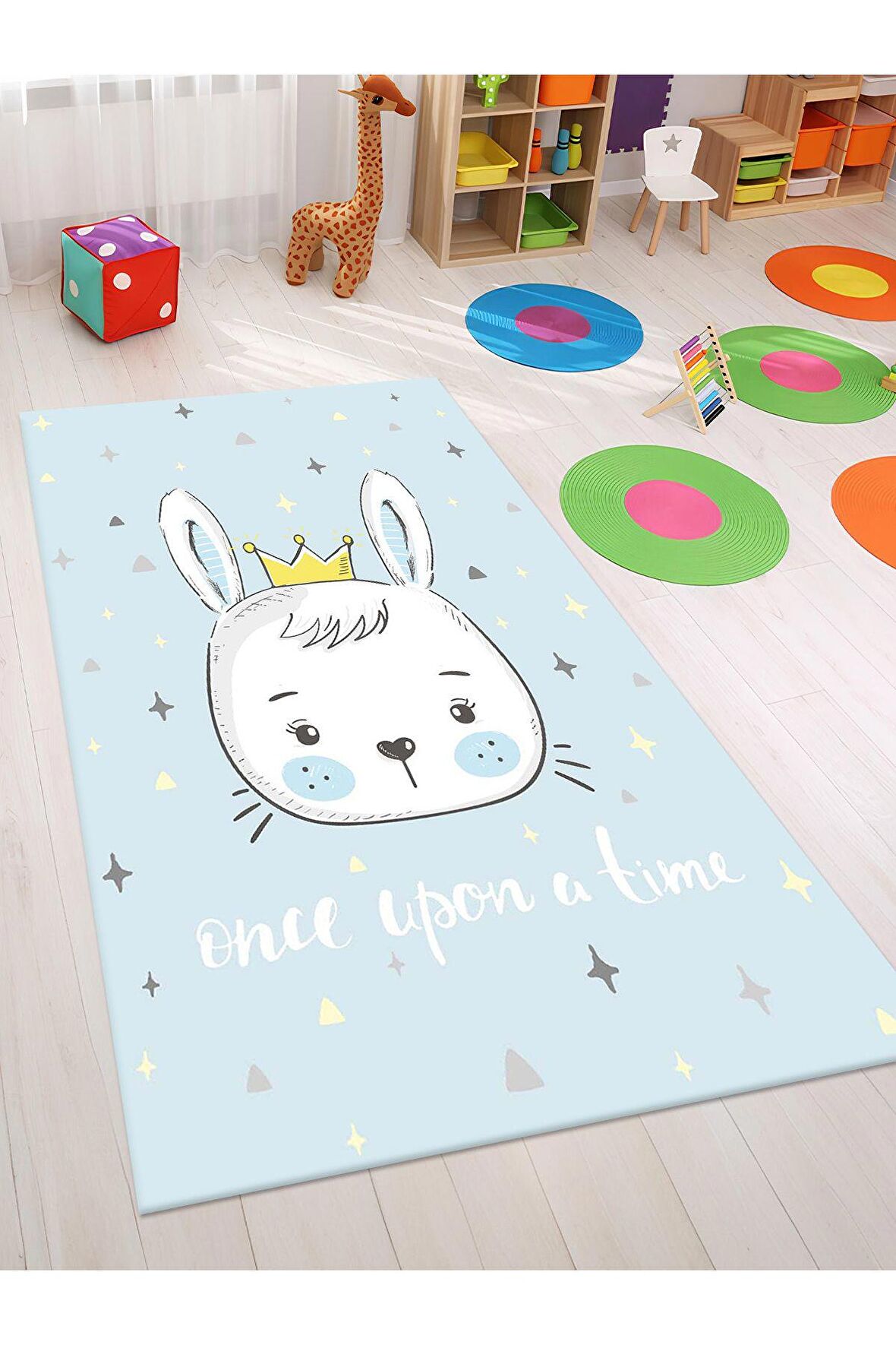 Sevimli Hayvan Halısı Yıkanabilir Kaymaz Taban Bebek ve Çocuk Odası
