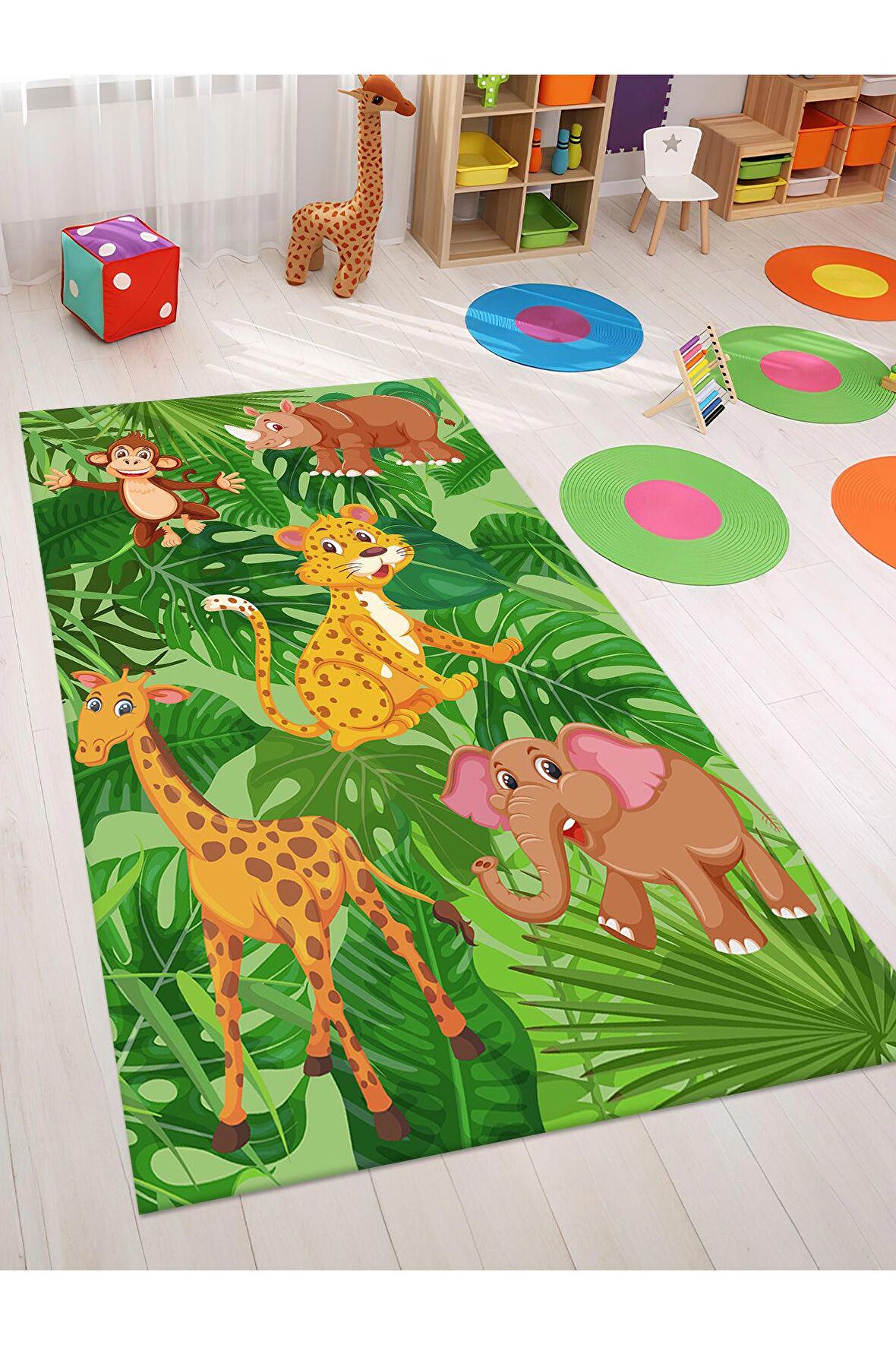 Sevimli Hayvanlar Halısı Yıkanabilir Kaymaz Taban Bebek ve Çocuk Odası