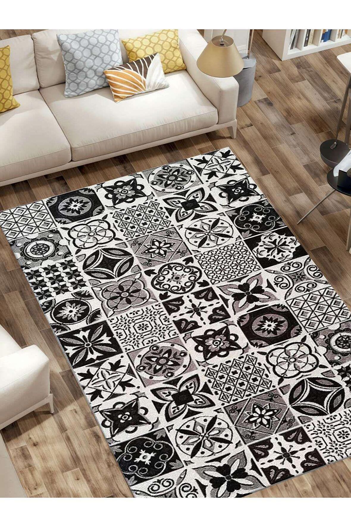 Dijital Baskılı Yıkanabilir Kaymaz Taban Salon ve Oturma Odası Halısı