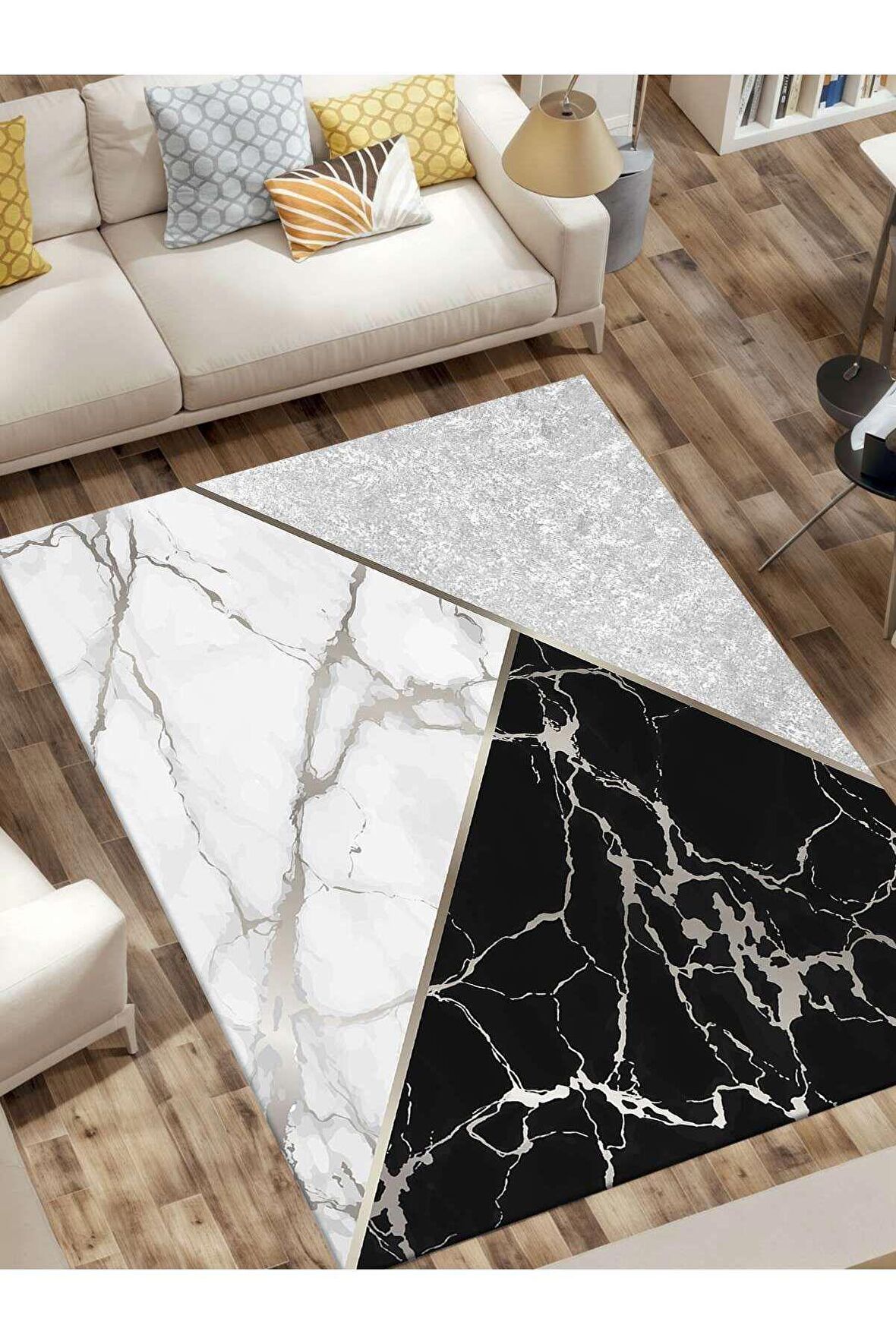 Dijital Baskılı Yıkanabilir Kaymaz Taban Salon ve Oturma Odası Halısı