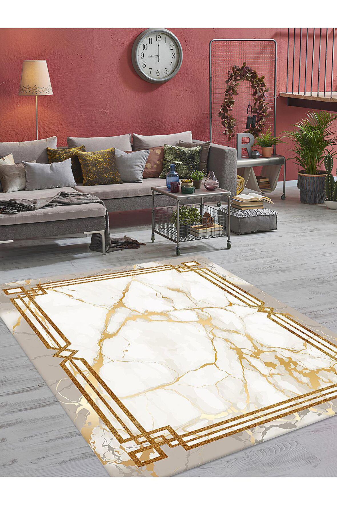 Dijital Baskılı Yıkanabilir Kaymaz Taban Salon ve Oturma Odası Halısı
