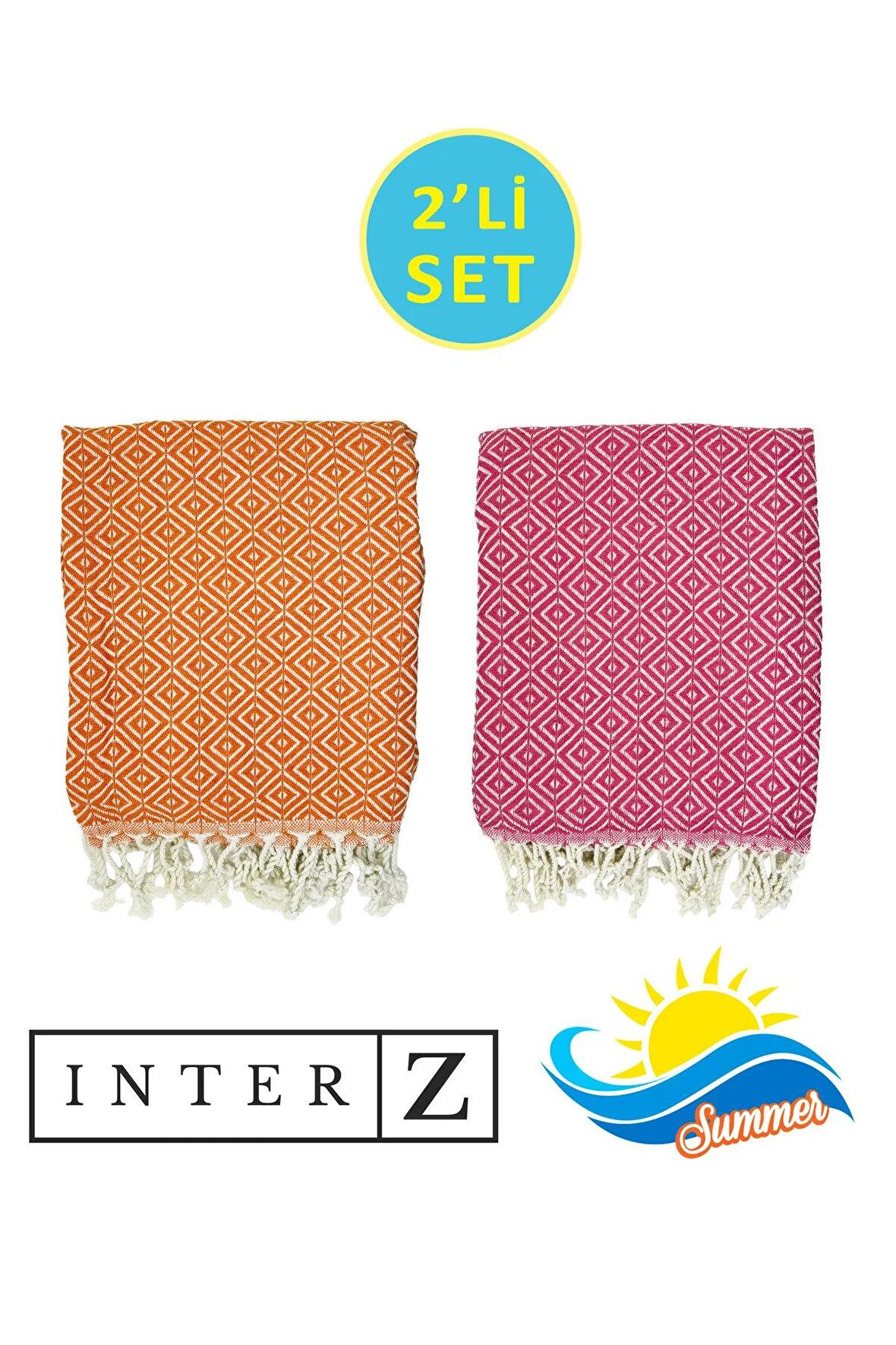 2'li Set Peştemal Plaj Havlusu , %100 Pamuk , Xxl 100x180cm, Bodrum