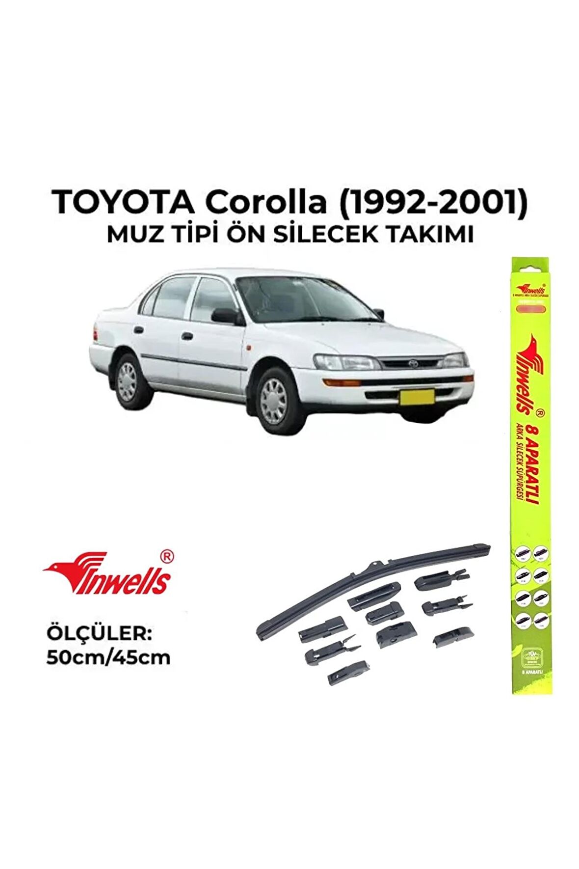 Toyota Corolla (1992-2001) Ön Silecek Takımı 500x450mm (aparatlı) -