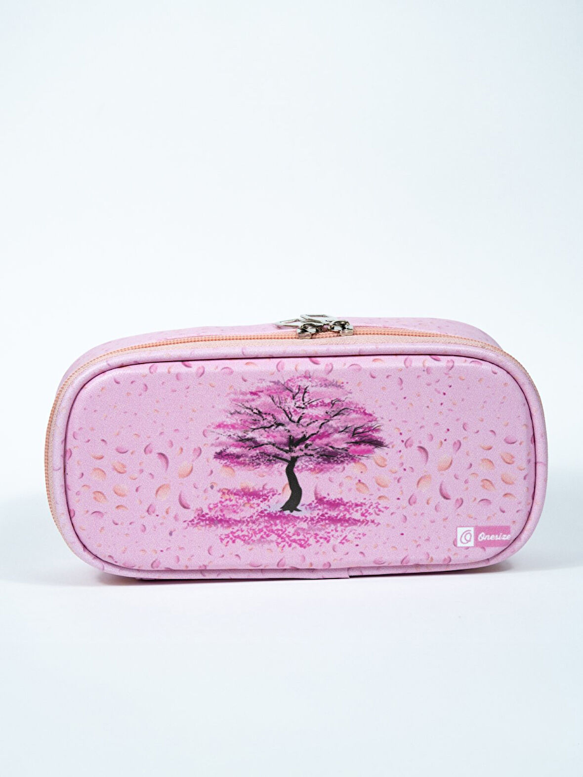 Kalem Kutusu Oval Tasarım Tek Bölmeli Sakura Temalı Vegan Deri (Kalemlik)