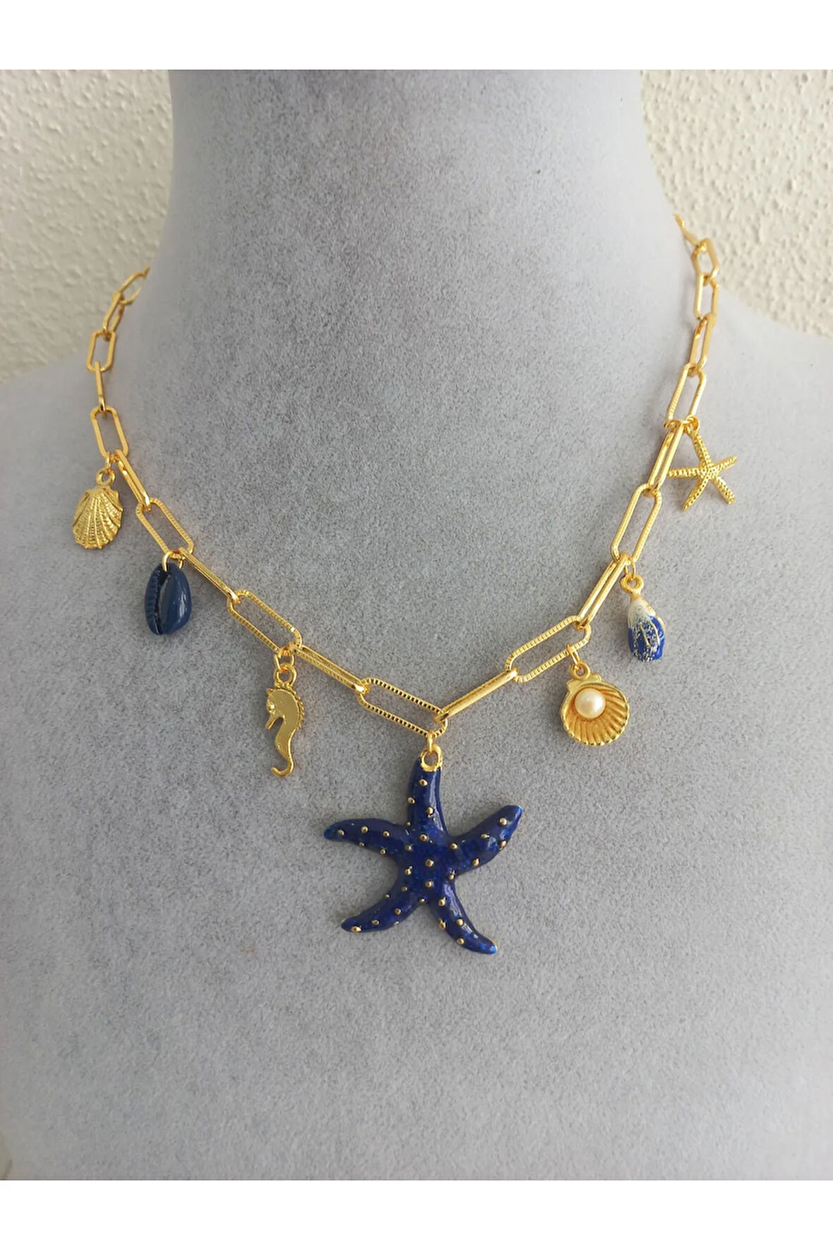GOLD ZİNCİR DENİZİ YILDIZ  ÖZEL TASARİM BUTİK KOLYE