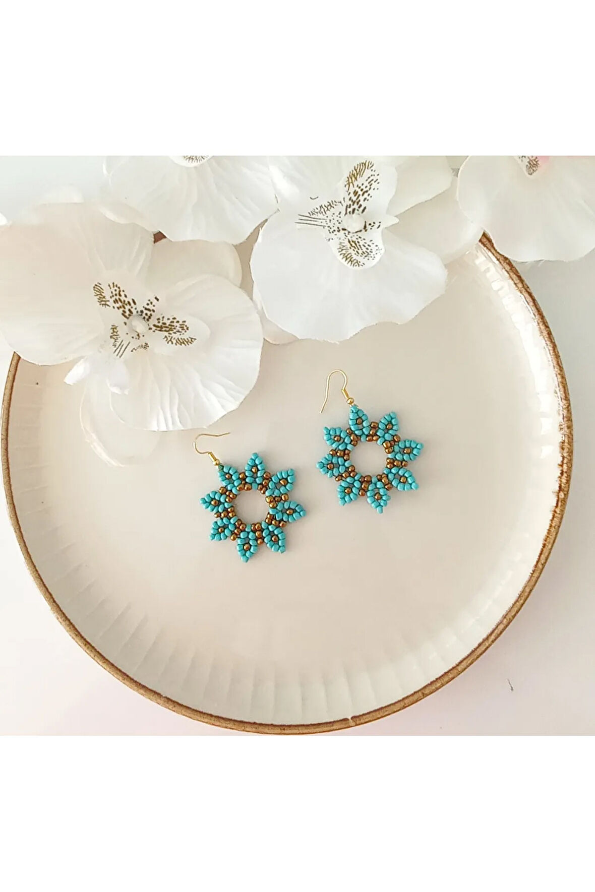 KUM BONCUK  OYA EL YAPIMI KÜPE