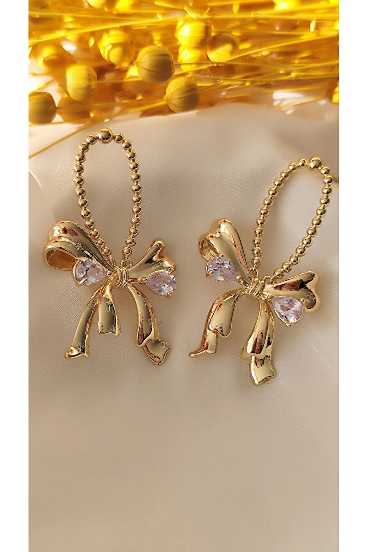 ZİRKON BÜYÜK FİYONK METAL GOLD KÜPE
