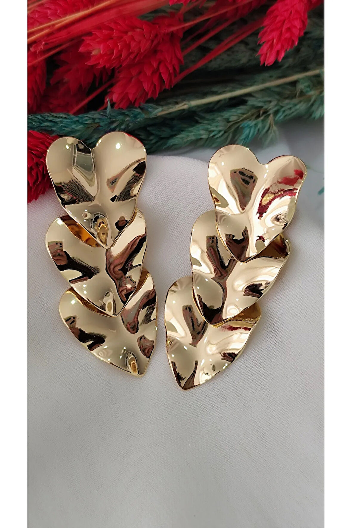 ÜÇ KALP SARKIT METAL GOLD KÜPE