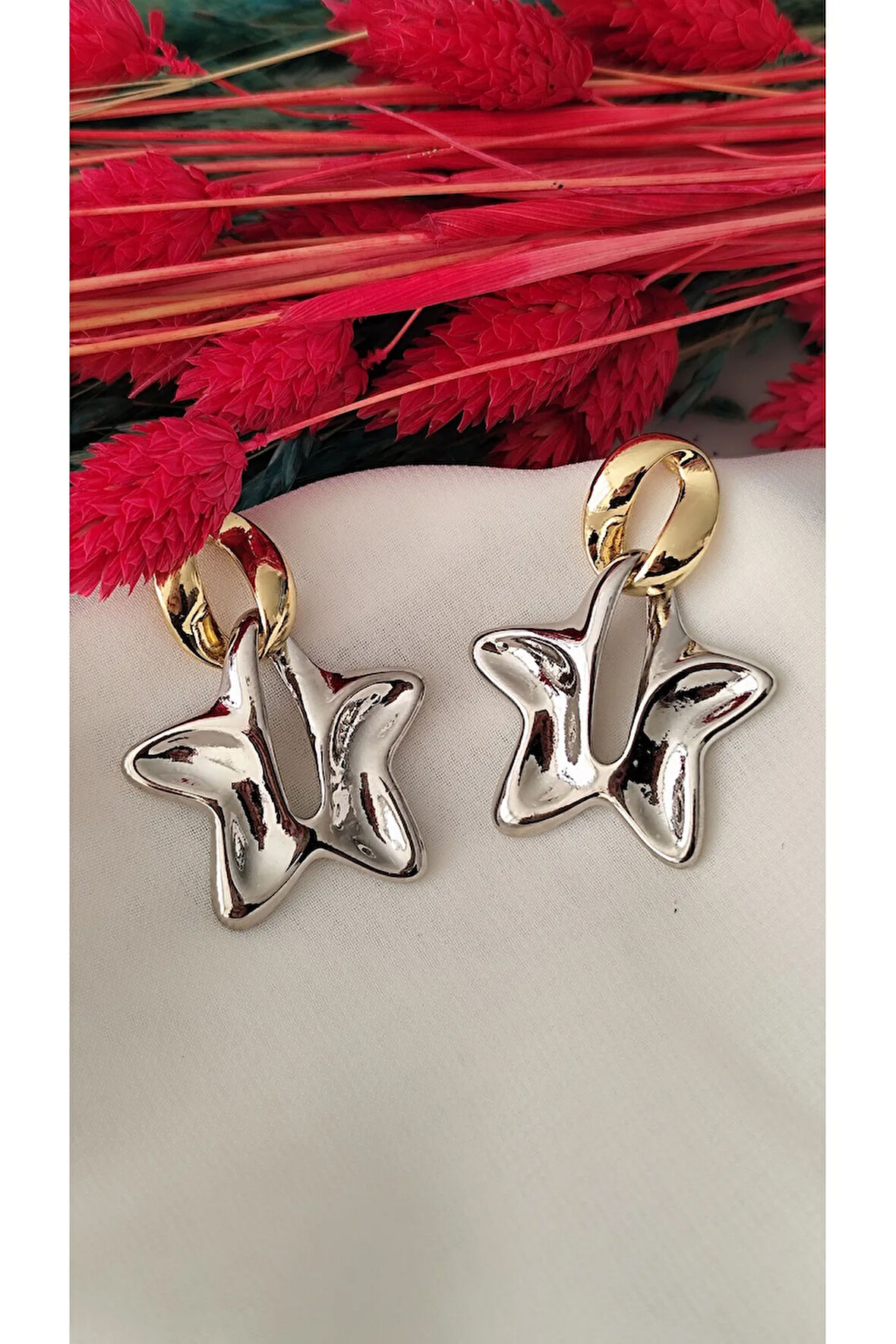 YILDIZ METAL SİLVER GOLD SİLVER KÜPE