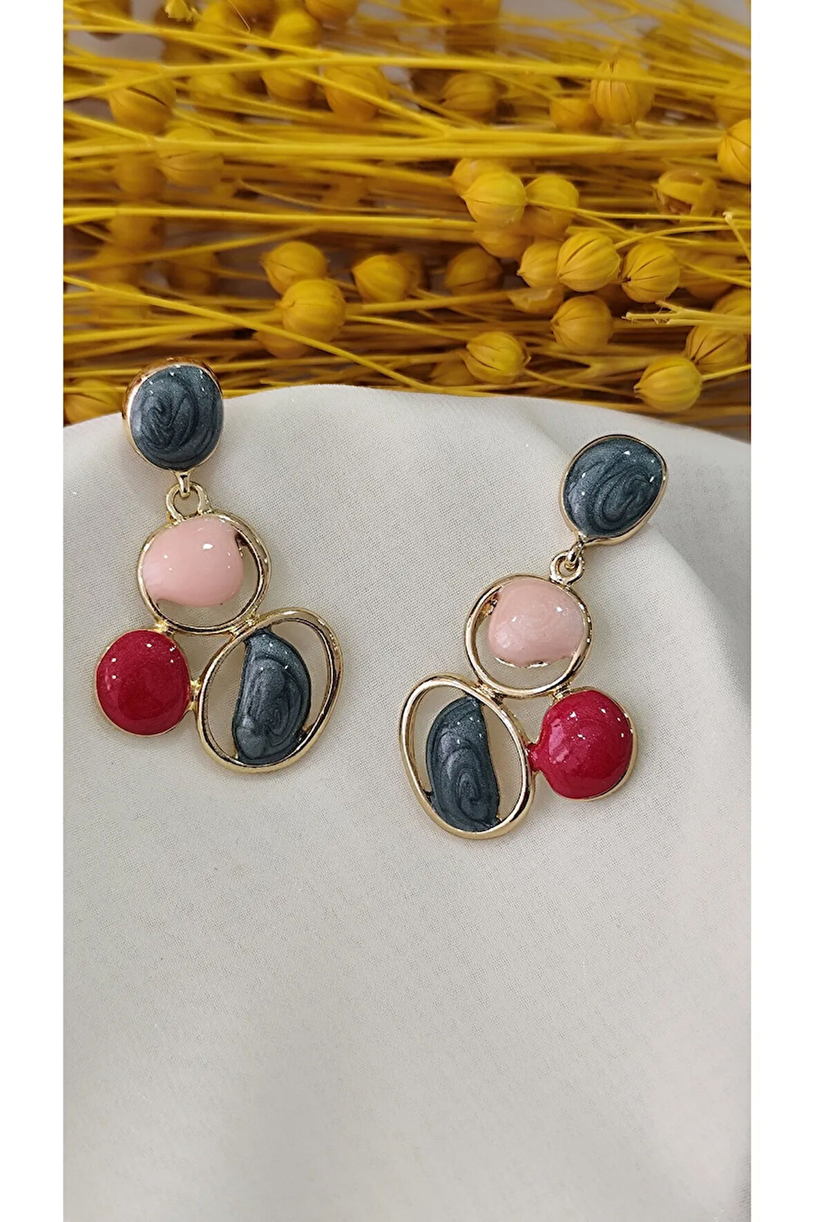 METAL TAŞLI GOLD GRİ KÜPE