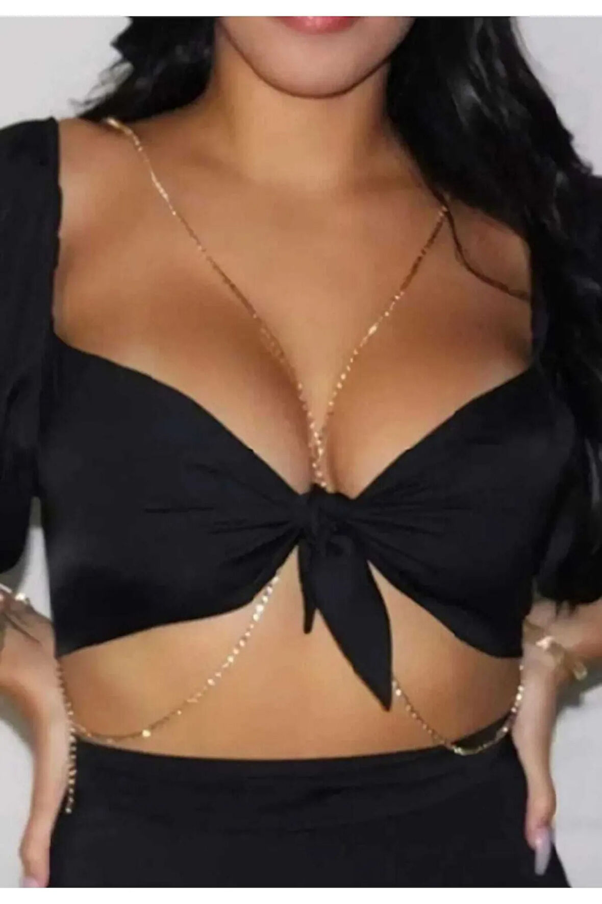 Kadın Gold Kristal Vücut Aksesuarı