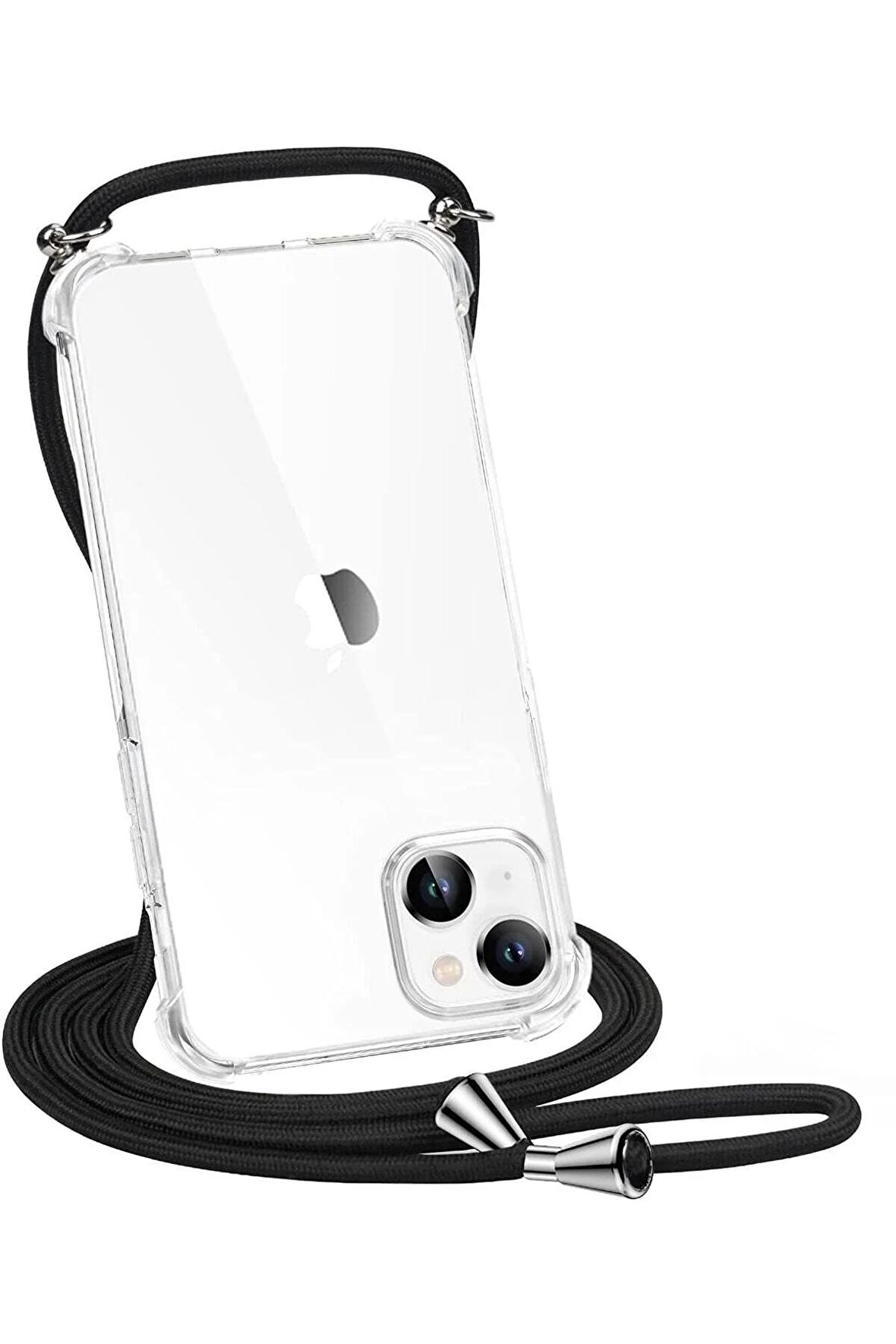 Apple Iphone 15 Kılıf Boyun Omuz Askılı Ipli Şeffaf Silikon