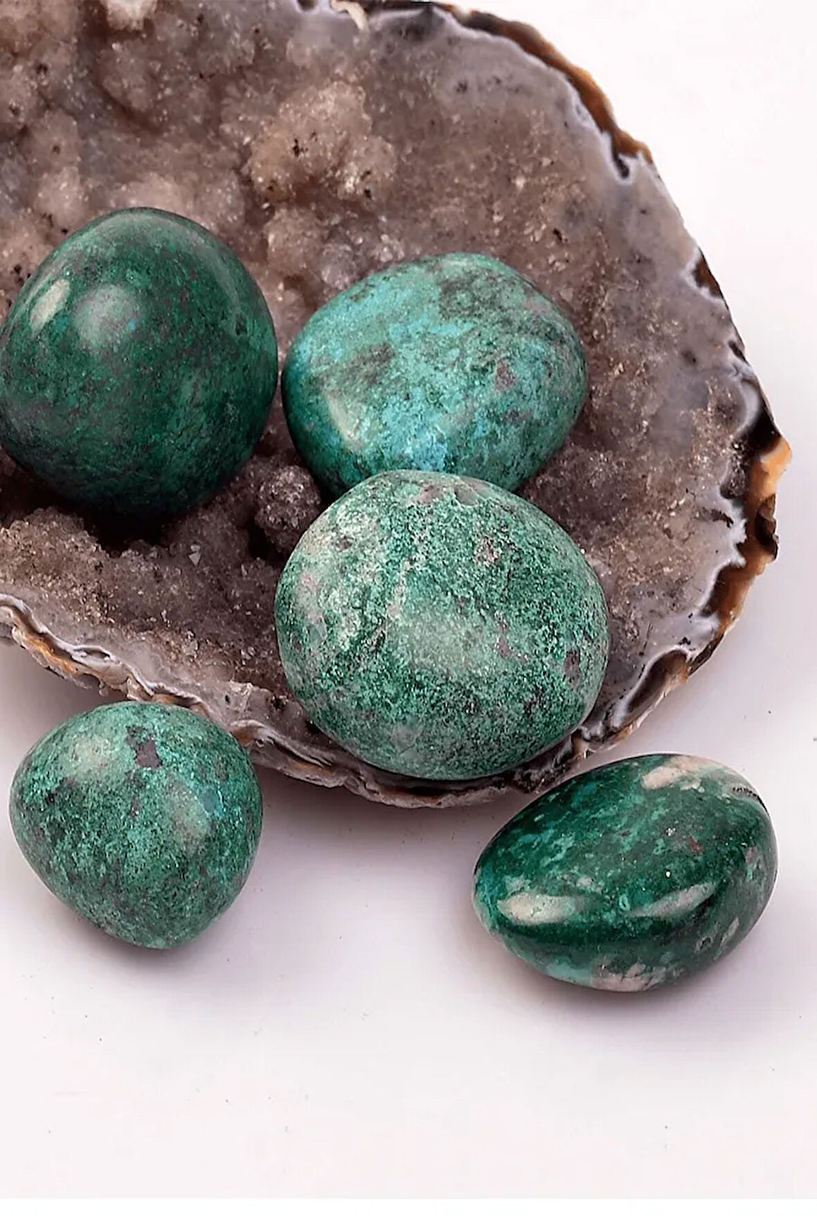 Sertifikalı Tamburlanmış Krizokol Taşı Kütle