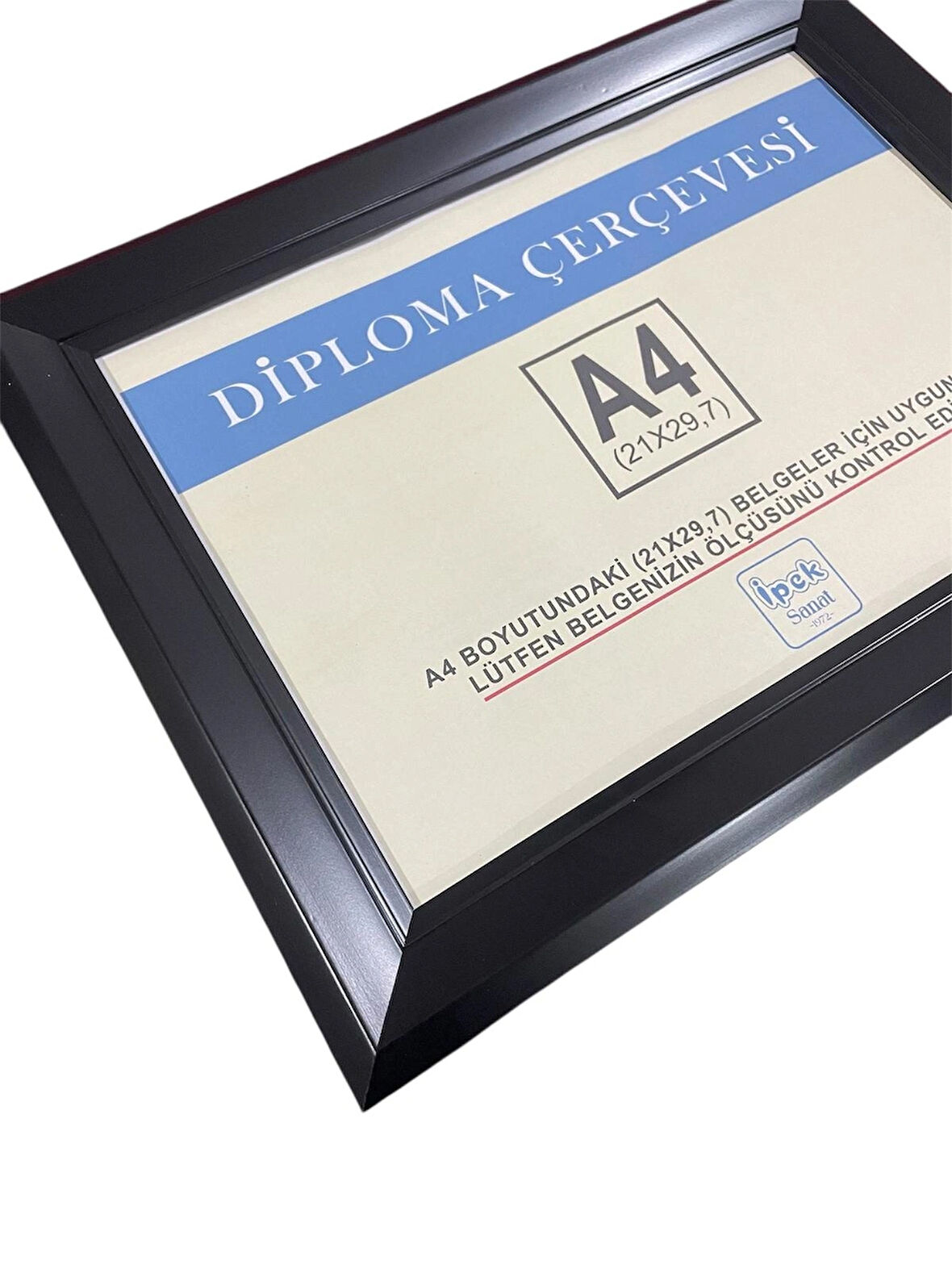 A4 Boyutunda Gerçek Camlı Diploma ve Sertifika Çerçevesi - Siyah Renkli