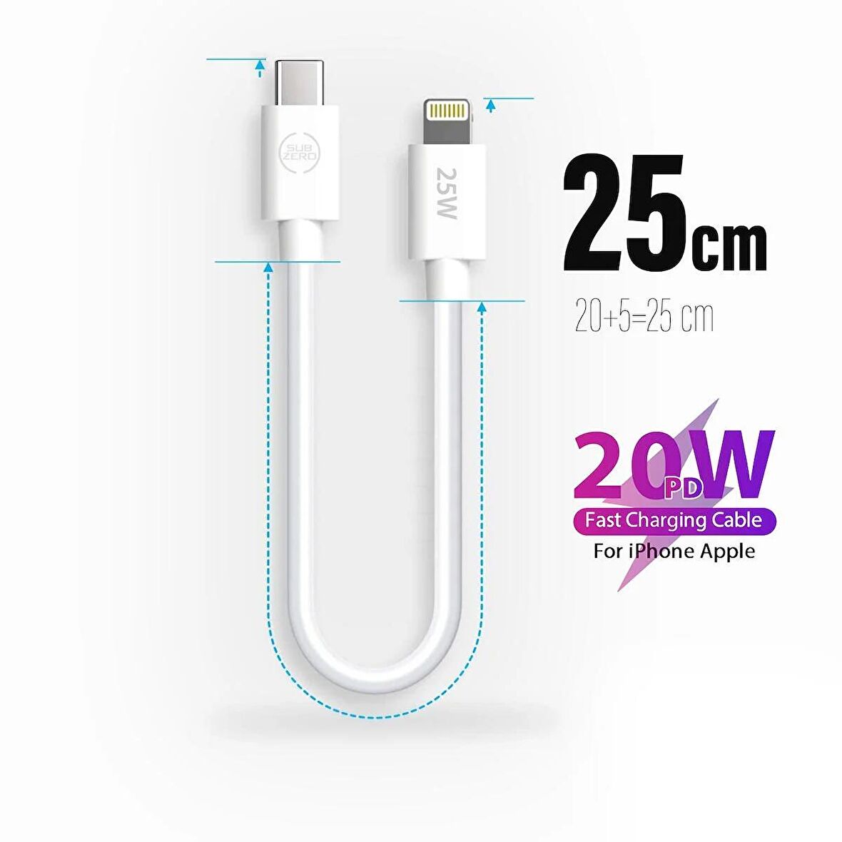 Apple Iphone 11 - 11 Pro - 11 Pro Max Hızlı Şarj Kablosu Type C - Ligtning Pd 20w 25cm