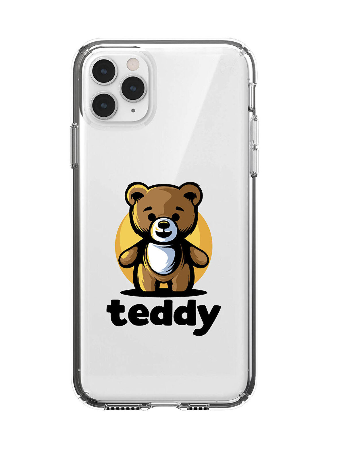 iPhone 11 Pro Max Teddy Desenli Premium Şeffaf Silikon Kılıf