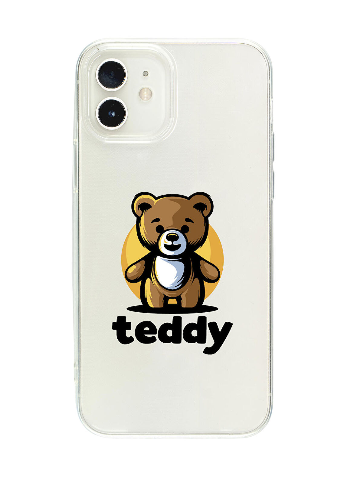 iPhone 12 Mini Teddy Desenli Premium Şeffaf Silikon Kılıf