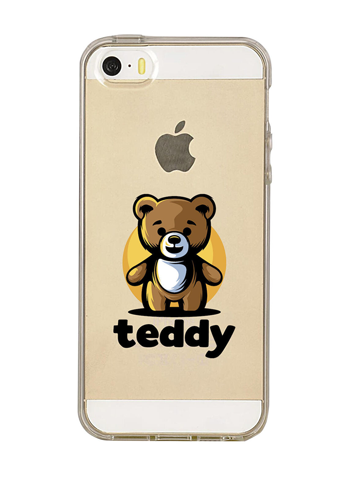iPhone 5 Teddy Desenli Premium Şeffaf Silikon Kılıf