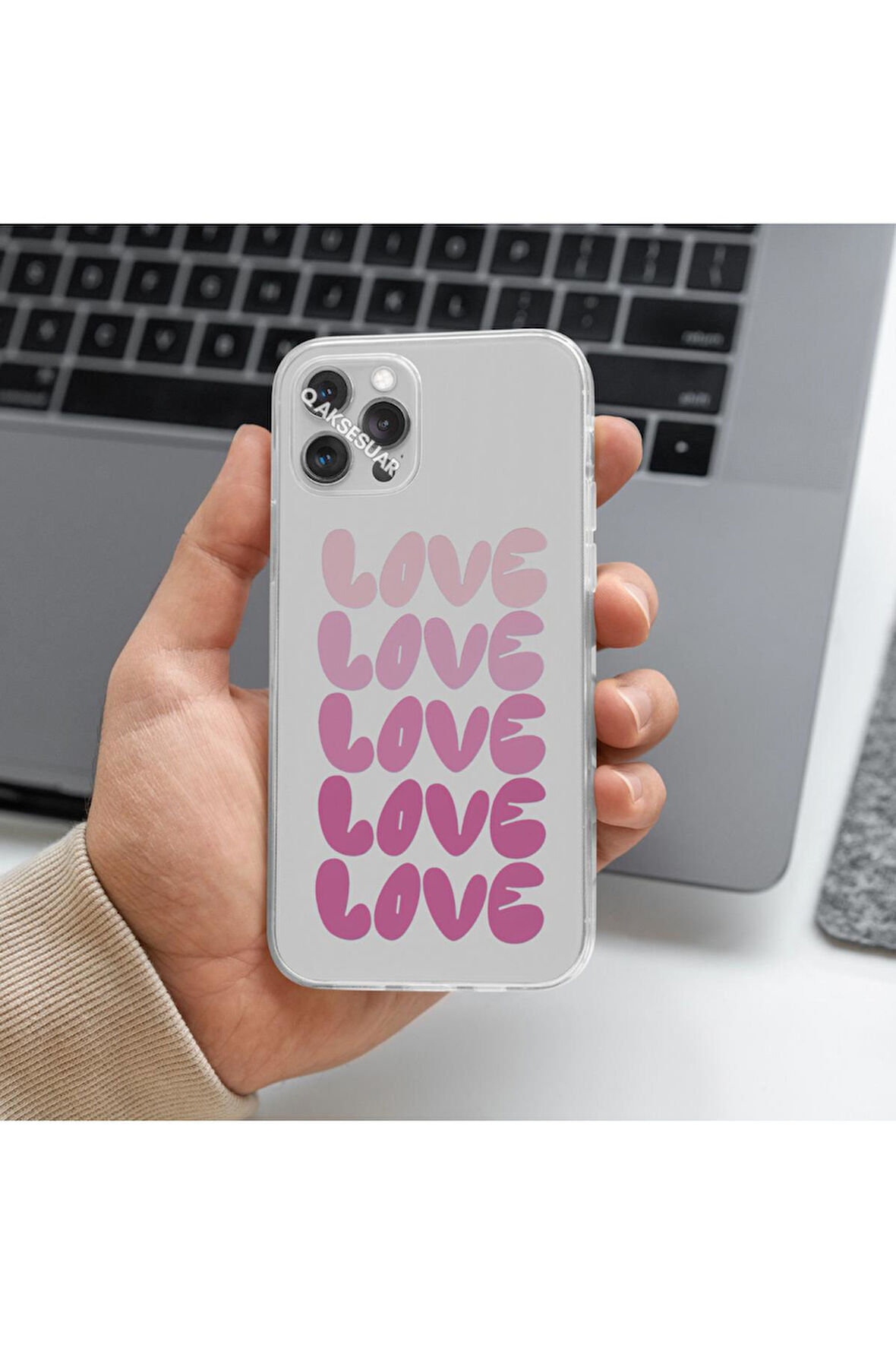 İphone 11 Pro Max Uyumlu Love Tasarımlı Premium Şeffaf Telefon Kılıfı