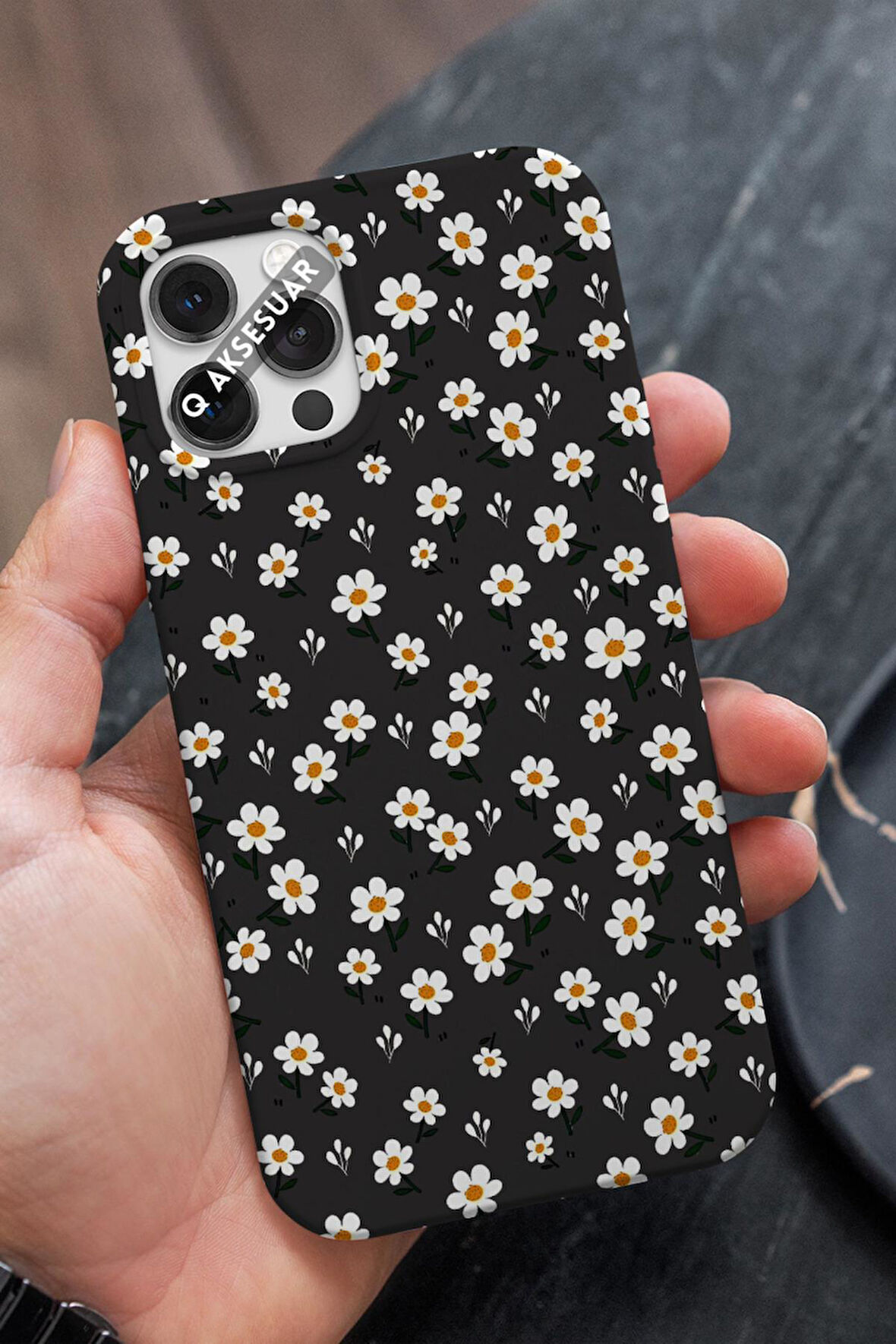 İphone 12 Uyumlu Papatyalar Tasarımlı Premium Telefon Kılıfı