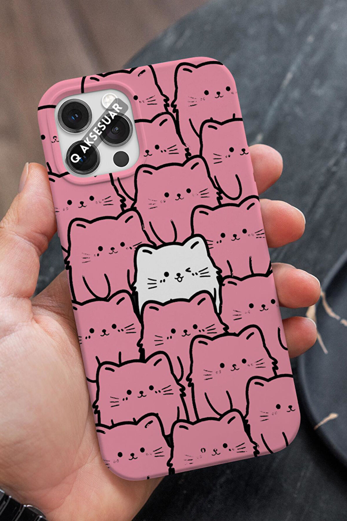 İphone 15 Plus Uyumlu Sevimli Baby Yoda Tasarımlı Şeker Pembe Şeker Pembe Premium Telefon Kılıfı