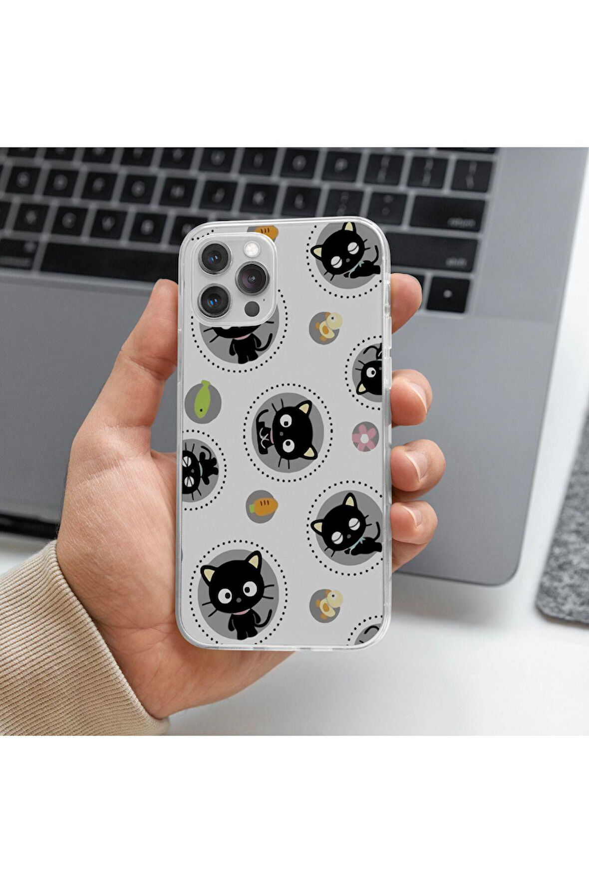 İphone 16 Plus Uyumlu Sevimli Kedi Tasarımlı Premium Şeffaf Telefon Kılıfı