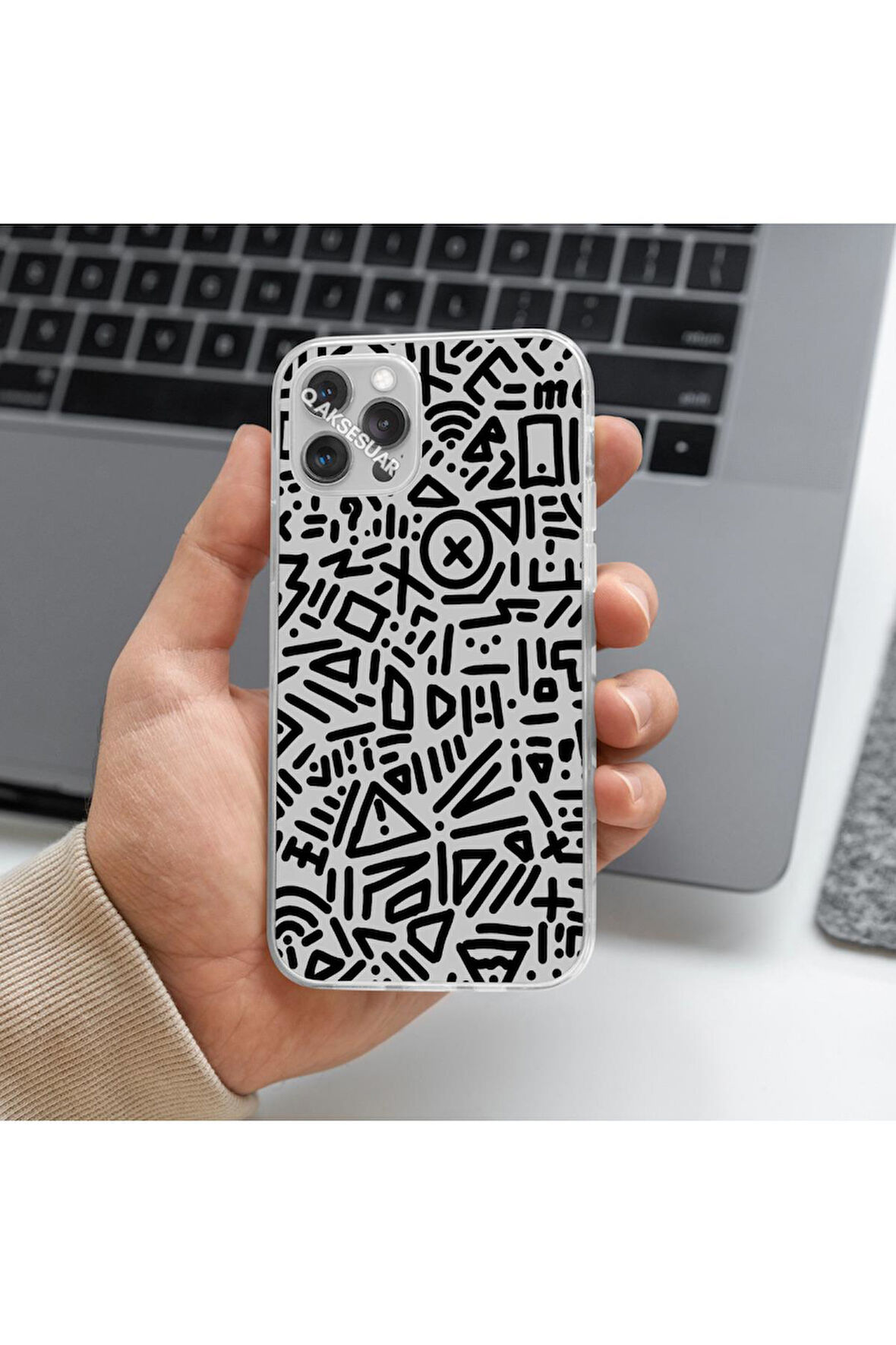 İphone 17 Air Uyumlu Şekiller Tasarımlı Premium Şeffaf Telefon Kılıfı