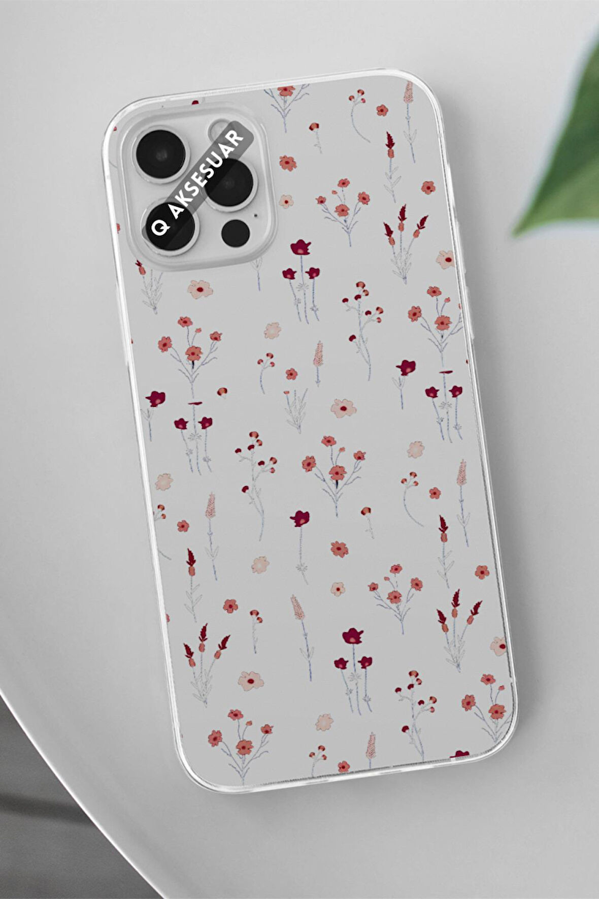İphone 17 Air Uyumlu Çiçekler Tasarımlı Şeffaf Telefon Kılıfı