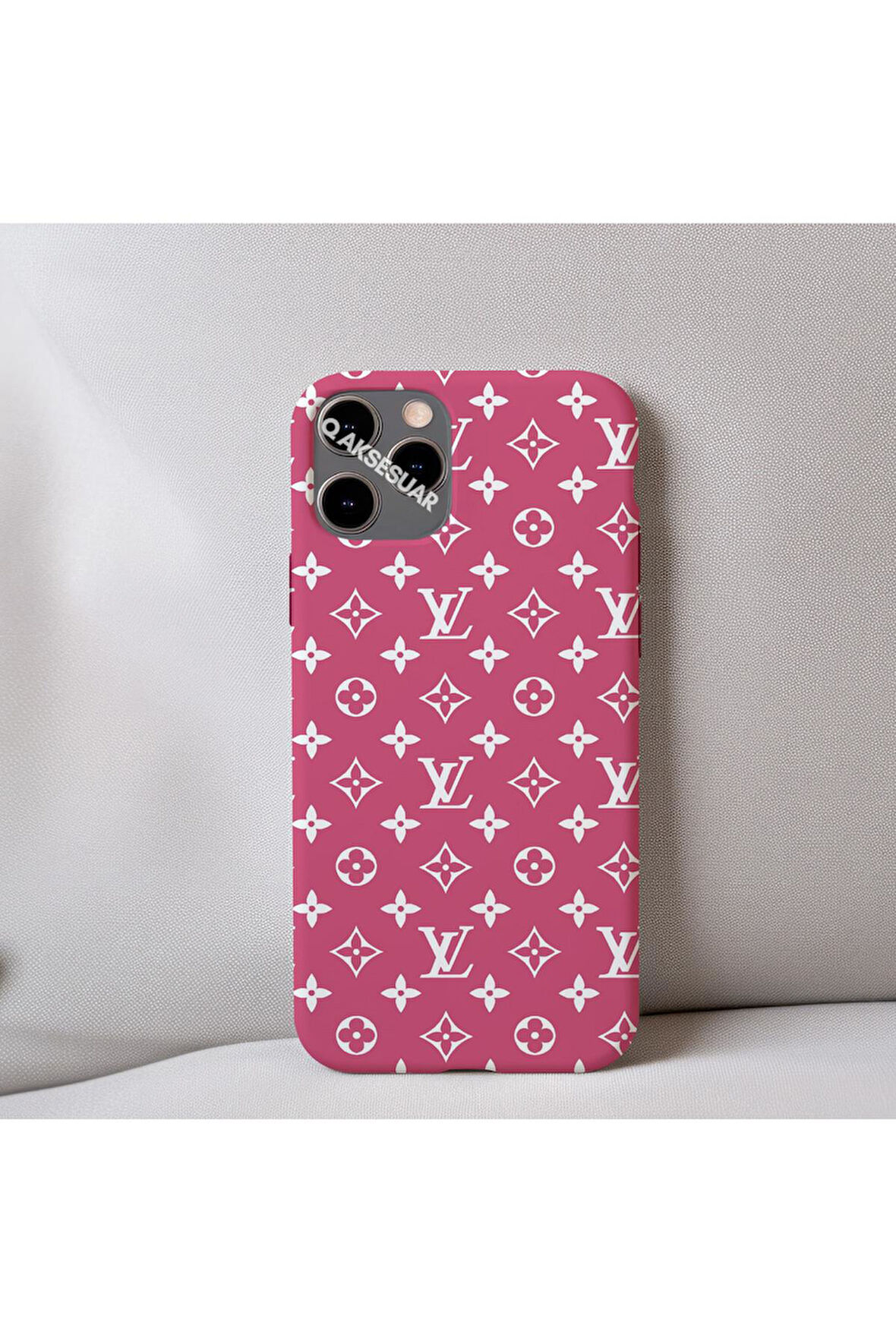 İphone 17 Uyumlu İçi Kadife LV Desenli Tasarım Telefon Kılıfı