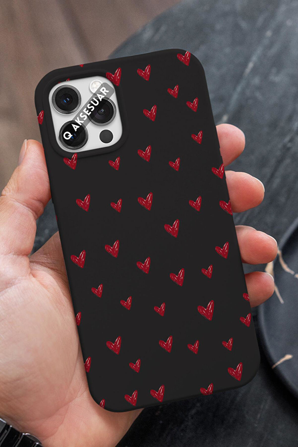 İphone 17 Uyumlu Kalpler Tasarımlı Premium Telefon Kılıfı