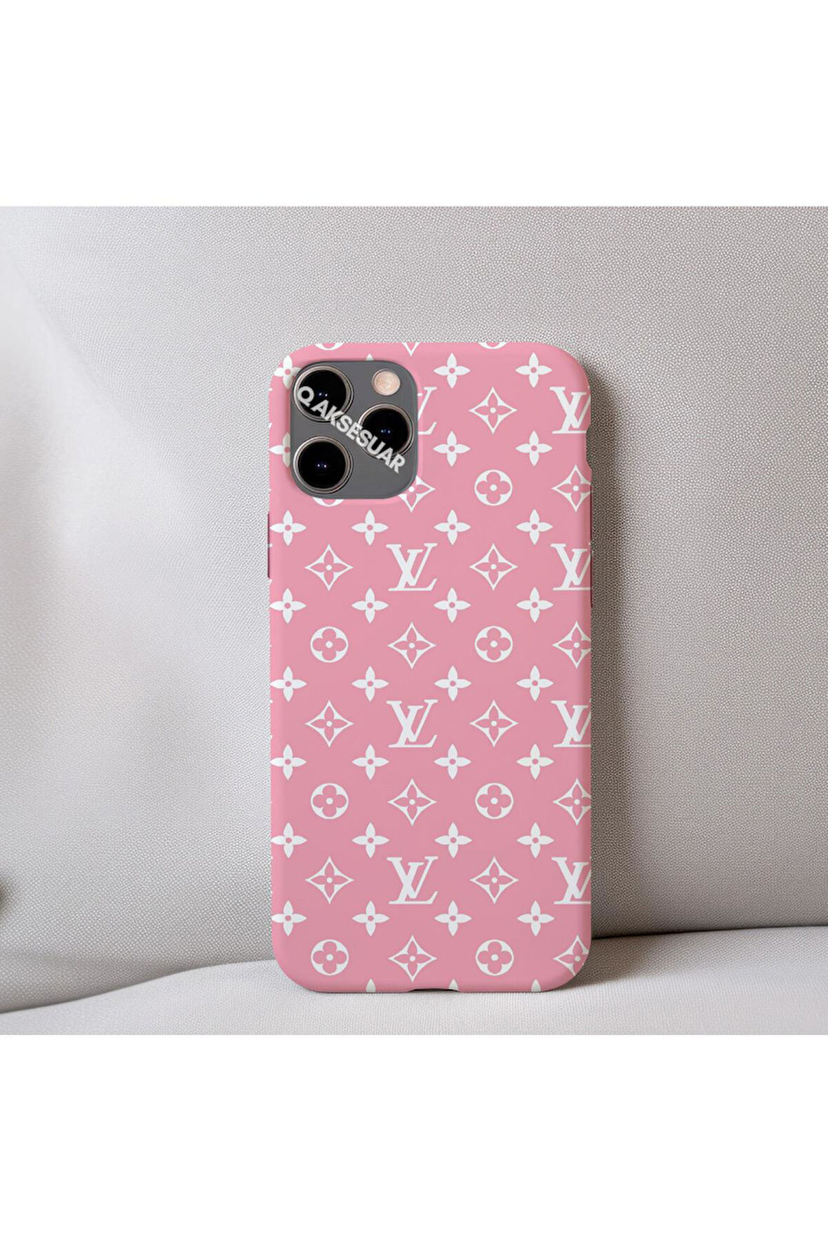 İphone 17 Pro Uyumlu İçi Kadife LV Desenli Tasarım Telefon Kılıfı