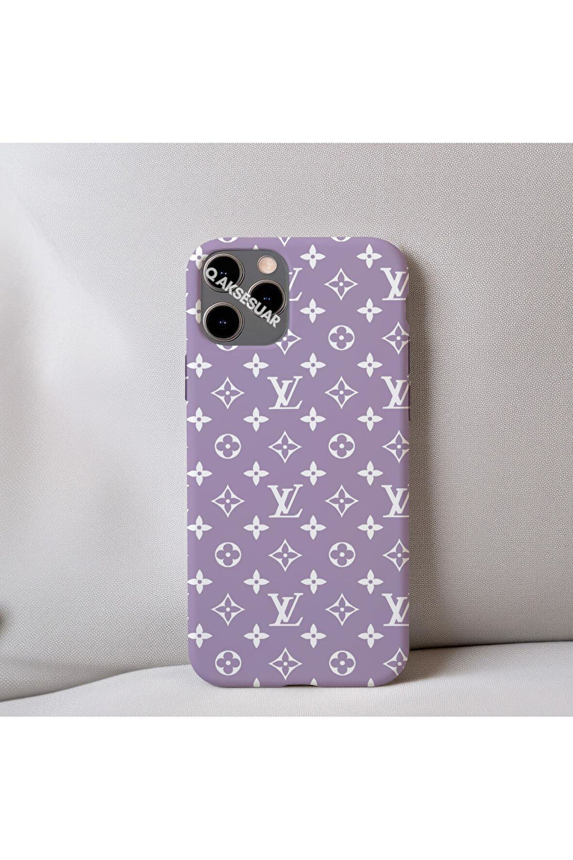 İphone 17 Pro Max Uyumlu İçi Kadife LV Desenli Tasarım Telefon Kılıfı