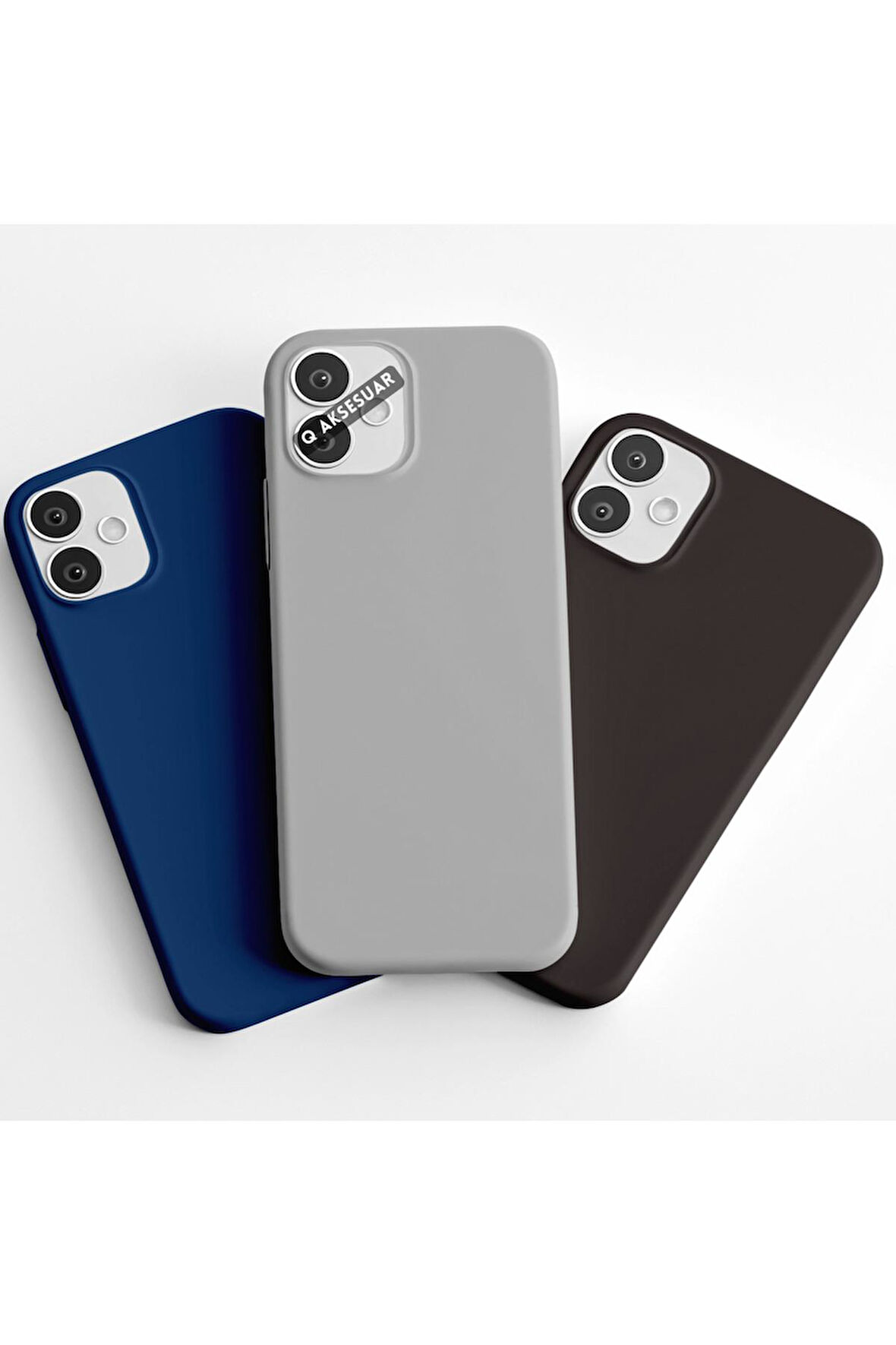 İphone 17 Pro Max Uyumlu 3'lü Set Basic Telefon Kılıfı Lacivert-Gri-Siyah