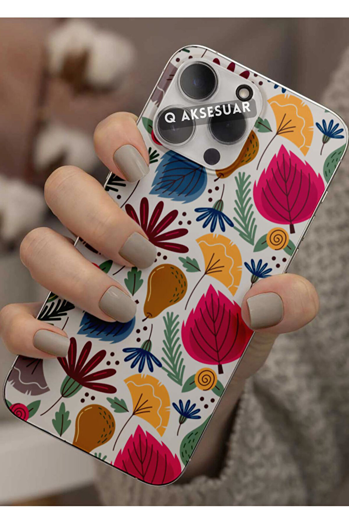 İphone 17 Pro Max Uyumlu Renkli Şekiller Tasarımlı Şeffaf Telefon Kılıfı Kapak Case