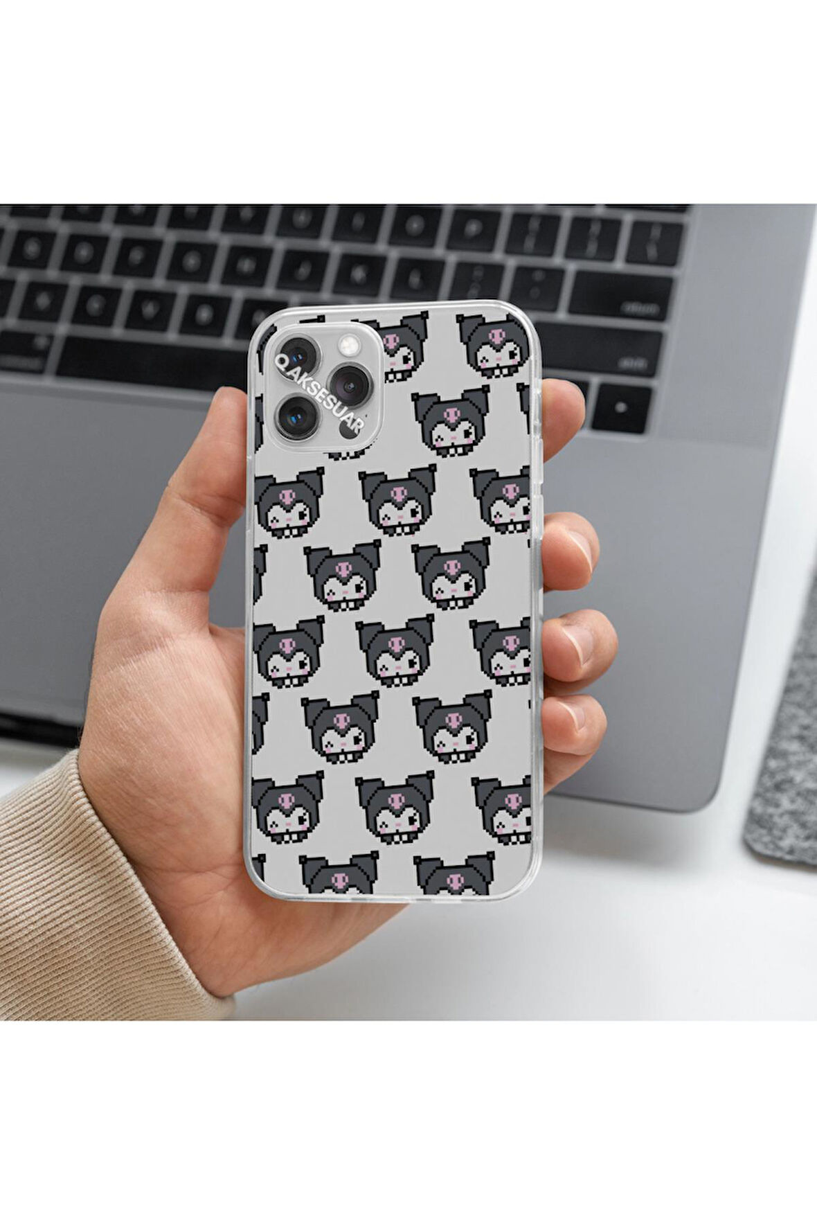 İphone 7 Plus Uyumlu Kuromi Tasarımlı Premium Şeffaf Telefon Kılıfı