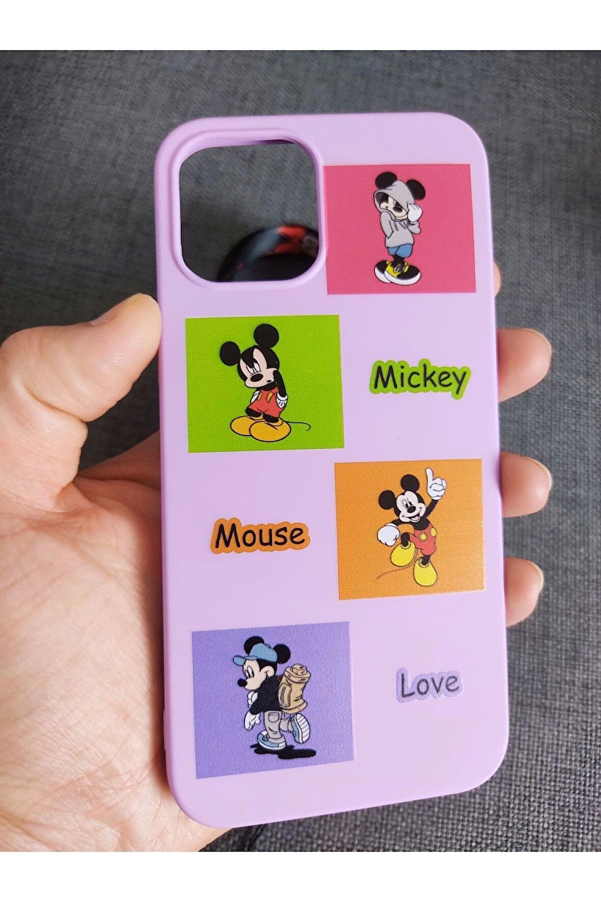Iphone 13 Uyumlu Mickey Mouse Tasarım Içi Kadife Lansman Kılıf