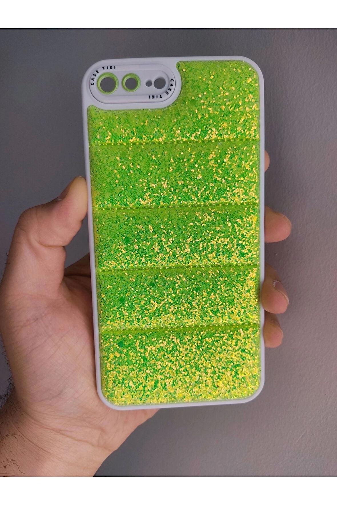 Iphone 7 Plus Iphone 8 Plus Uyumlu Simli Puffer Case Kamera Korumalı Puf Kılıf