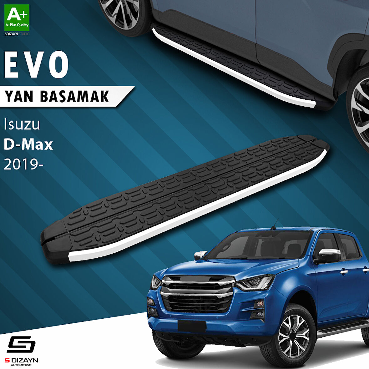 S-Dizayn Isuzu D-Max 3 Evo Aluminyum Yan Basamak 203 Cm 2019 Üzeri A+ Kalite