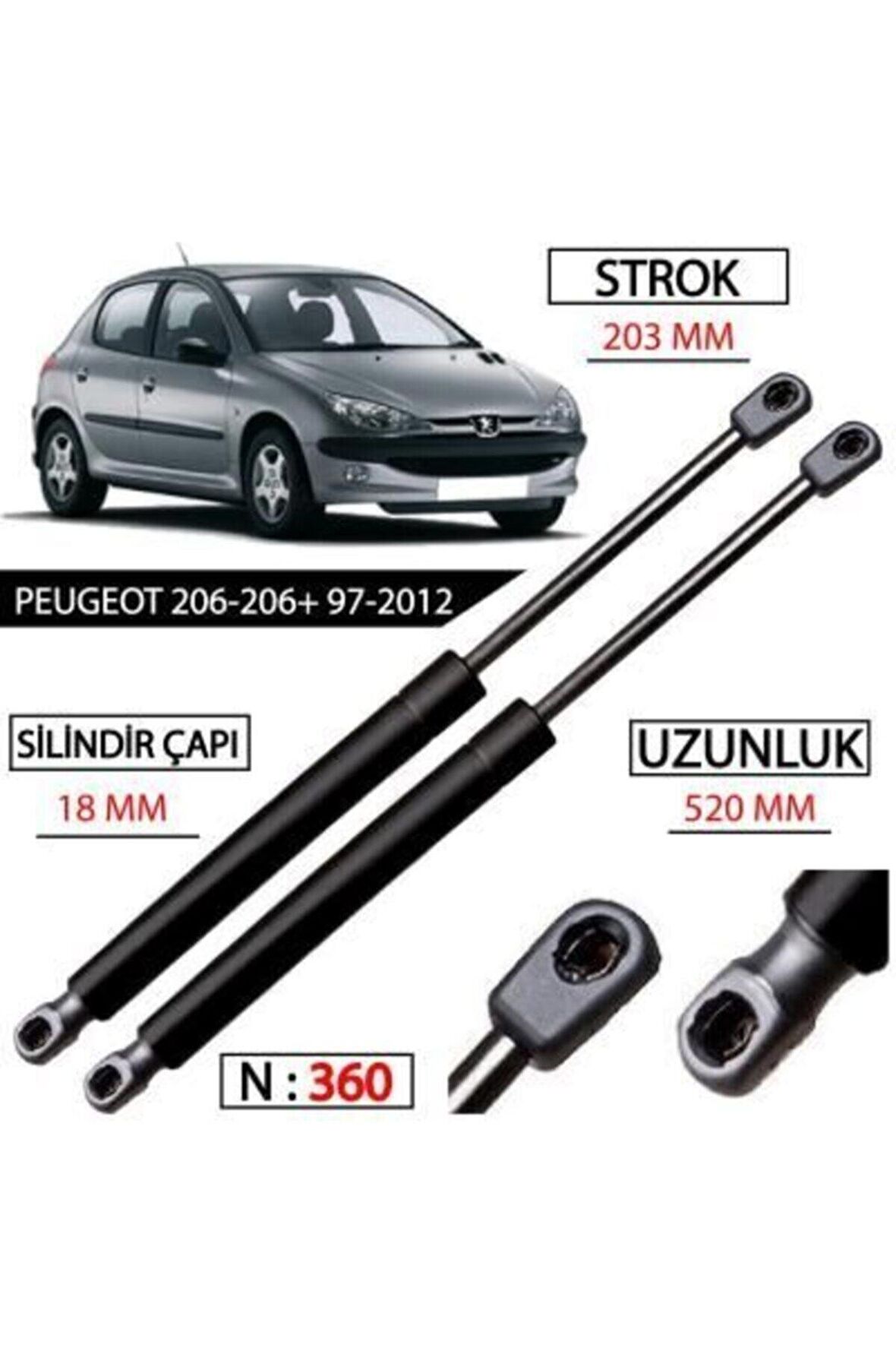 Peugeot 206 Hatchback Bagaj Amortisörü Takımı Yan Sanayi 8731e6