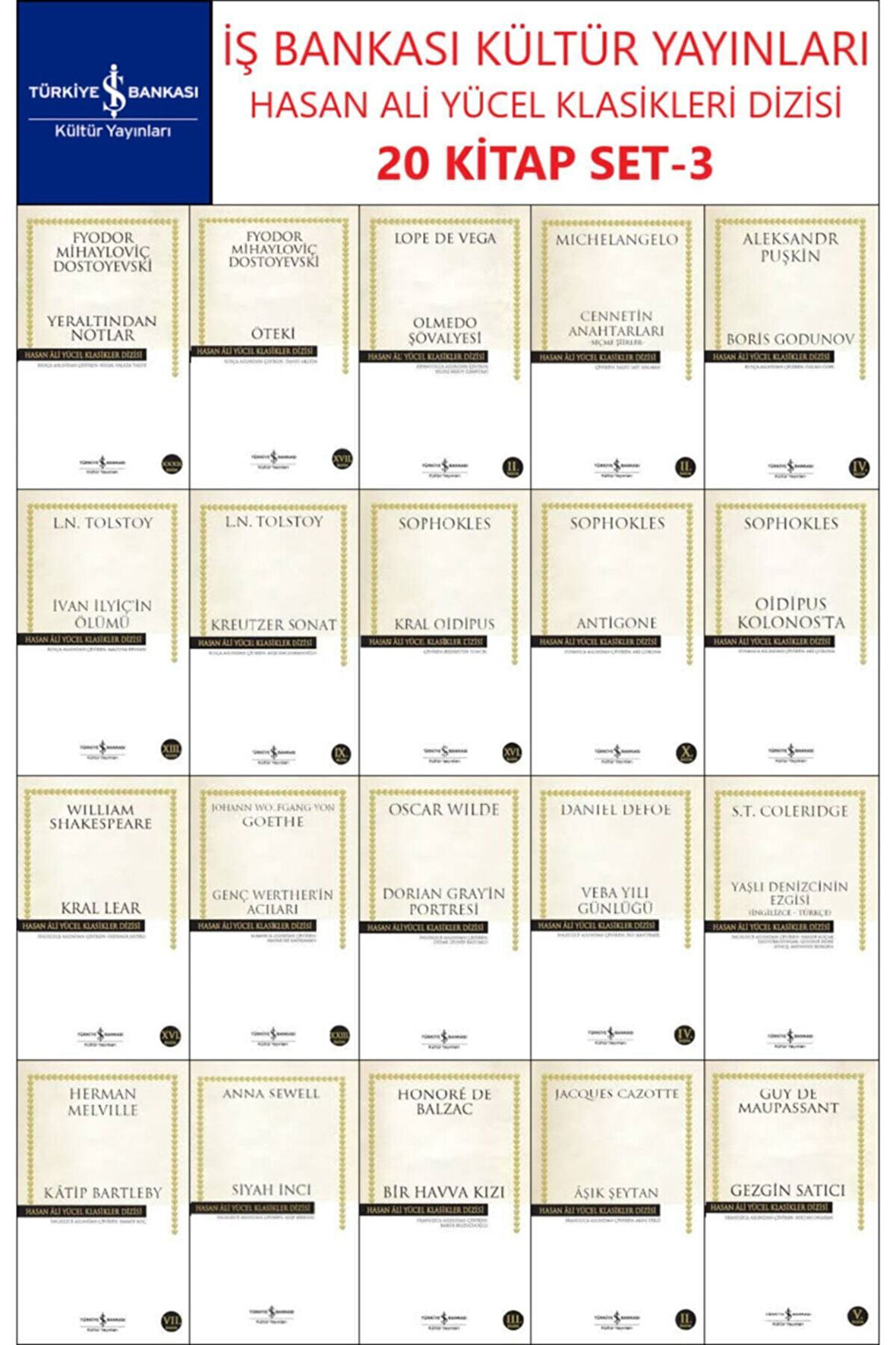 Iş Bankası Hasan Ali Yücel Klasikler Dizisi 20 Kitap Set 3 Dostoyevski-tolstoy-oscar Wılde-sophokles