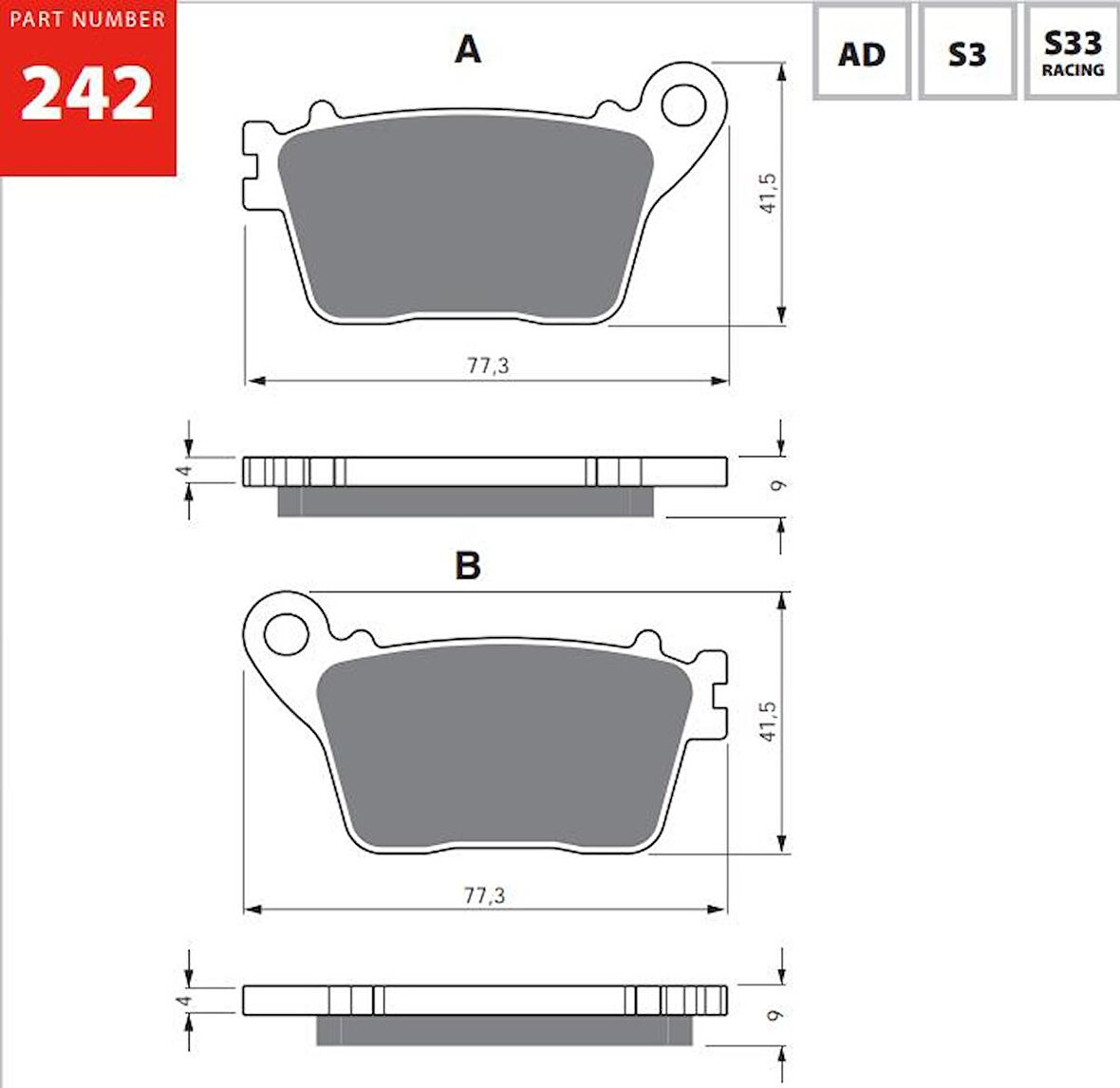 GOLD AD 242 Fren Balatası Sinter Metal
