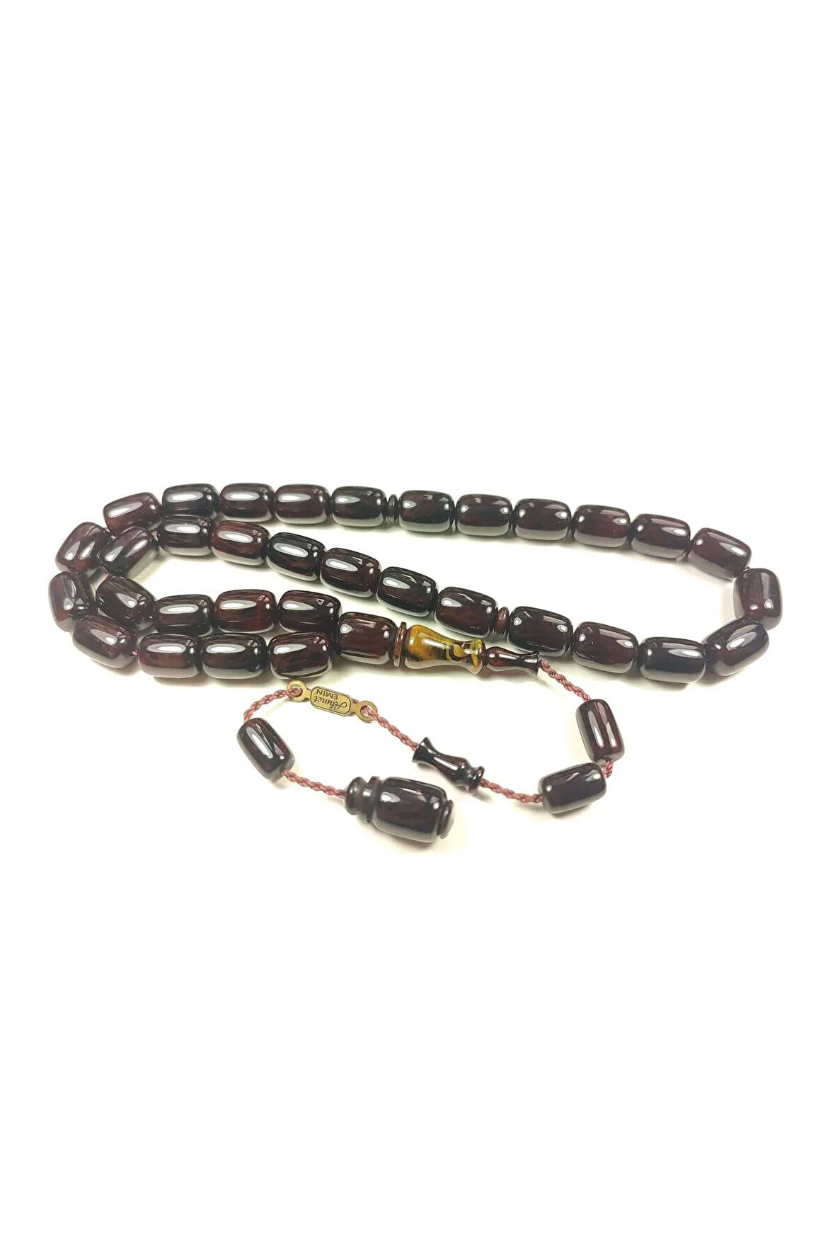 Ahmet Emin Usta Eseri Kuru Torna 3 Kat Cilalı Sıkma Kehribar Tesbih Sertifikalı 6133