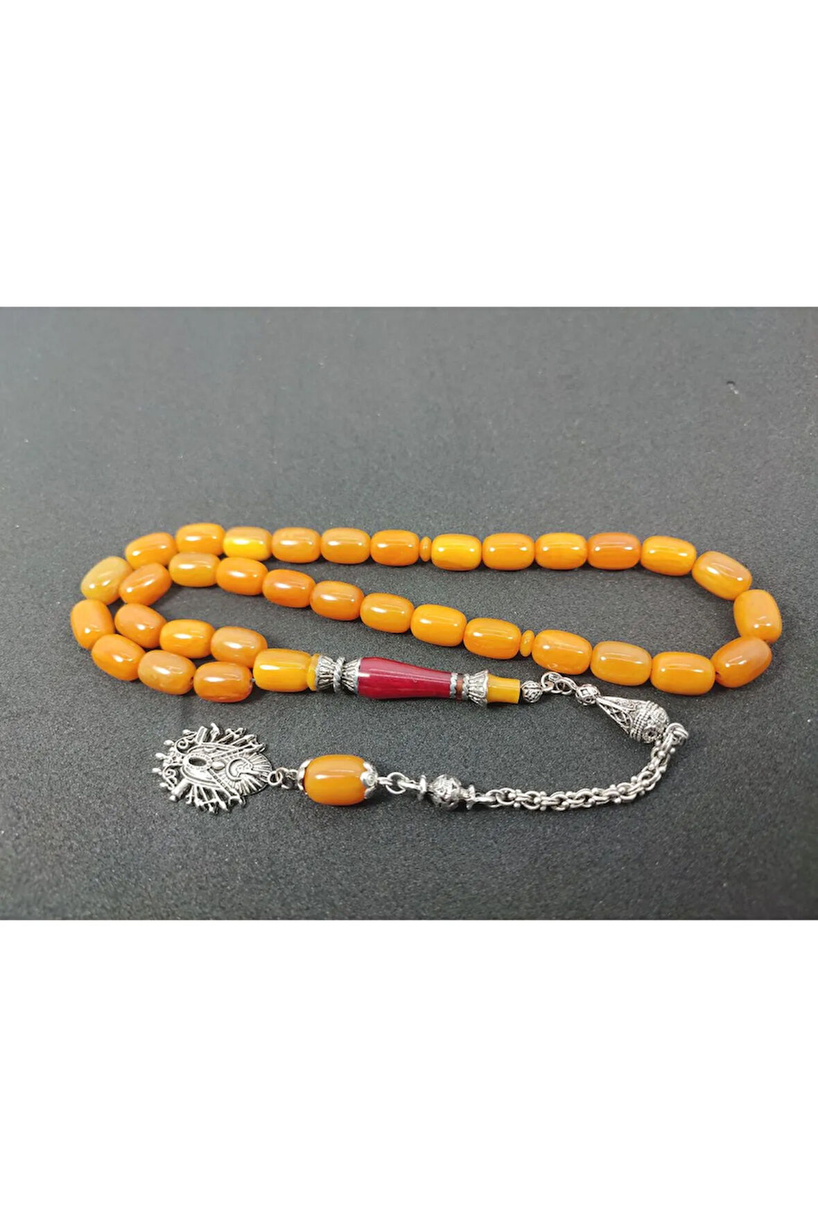 Şevket Alkan Usta Eseri 925 Ayar Gümüş Nakkaş Sıkma Kehribar Sertifikalı 6402