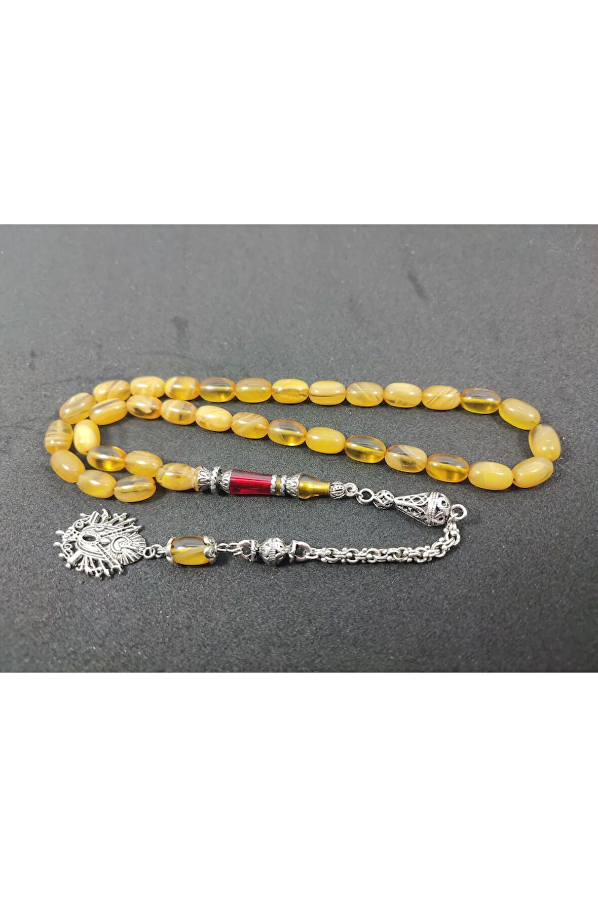 Şevket Alkan Usta Eseri 925 Ayar Gümüş Nakkaş Sıkma Kehribar Sertifikalı 6408