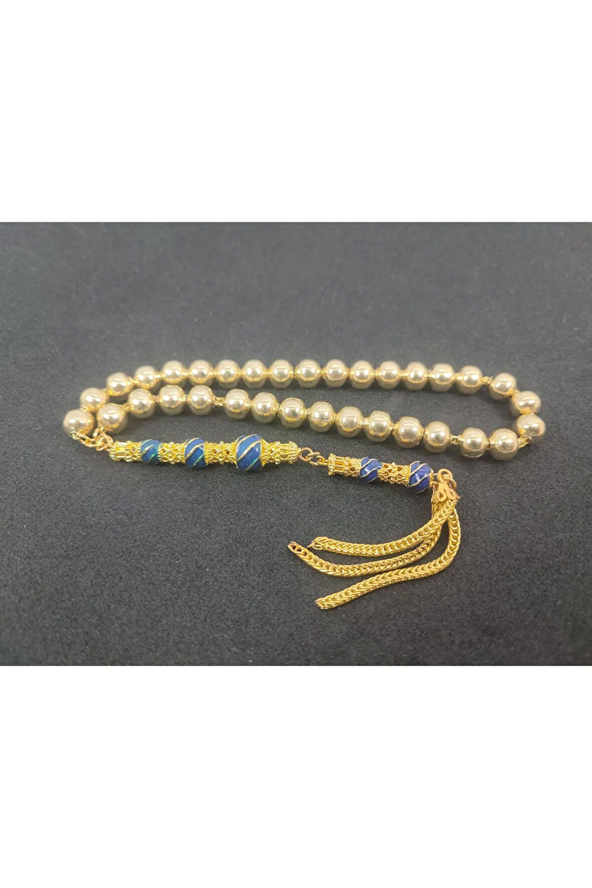 Şevket Alkan Usta Eseri İmame Nakkaş İp Zincir Düşük Ayar Gümüş Tesbih Sertifikalı 7677