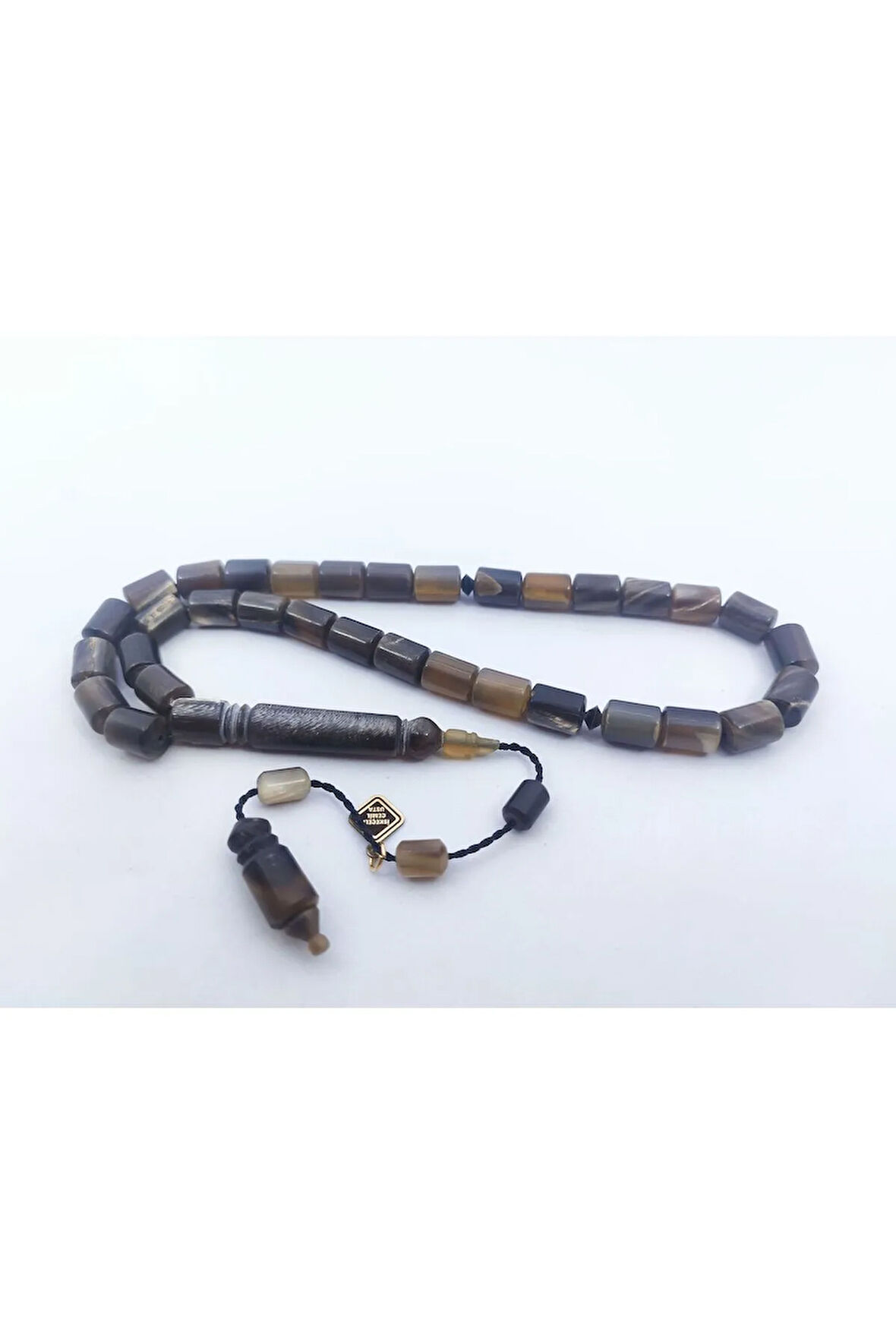 İskeçeli Cemil Usta Eseri İmame Hitame Eskitme Yapılmış Damarlı Bufalo Boynuzu Sertifikalı 7954